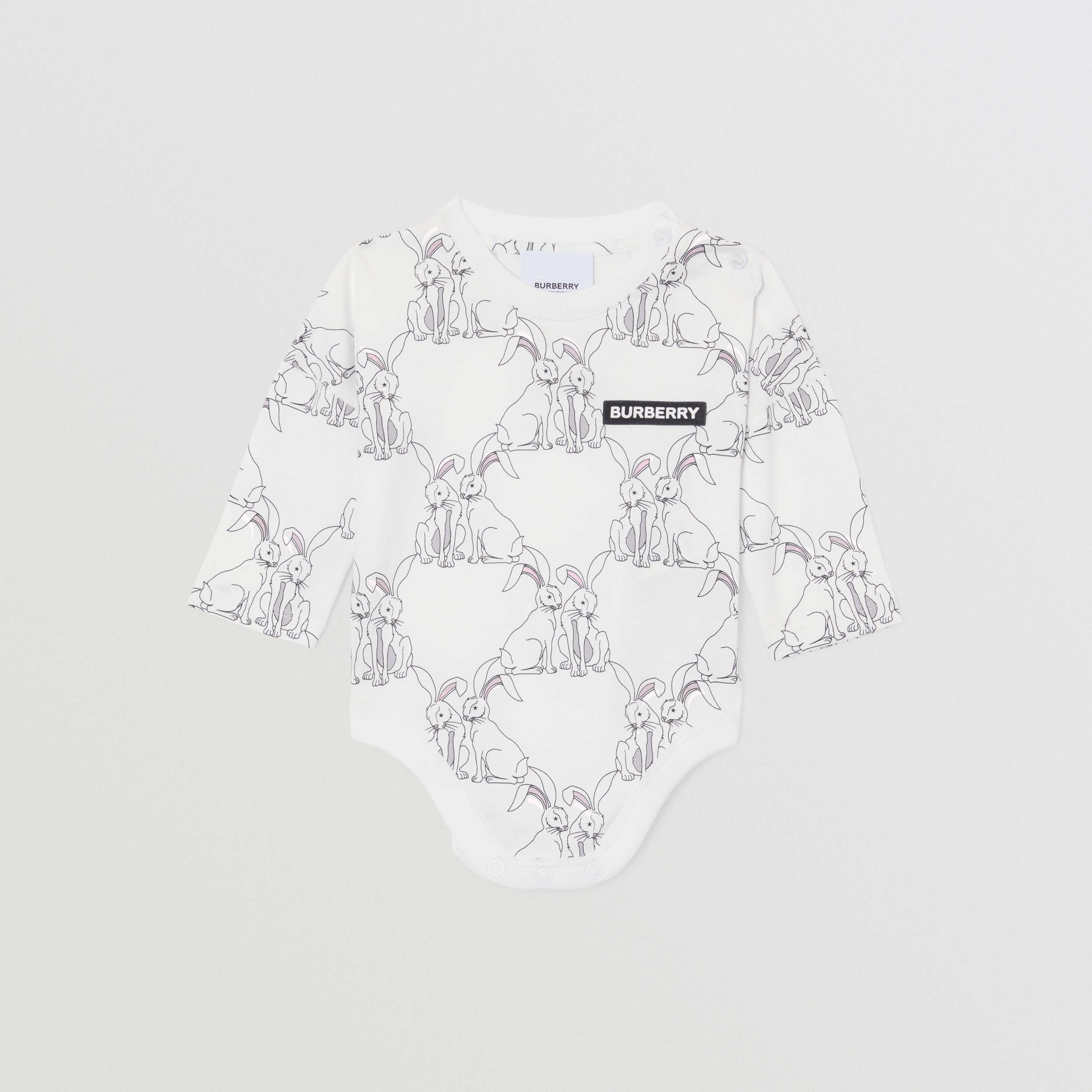 Rabbit Print Cotton Two-piece Baby Gift Set in White - Children | Burberry® Official - 4