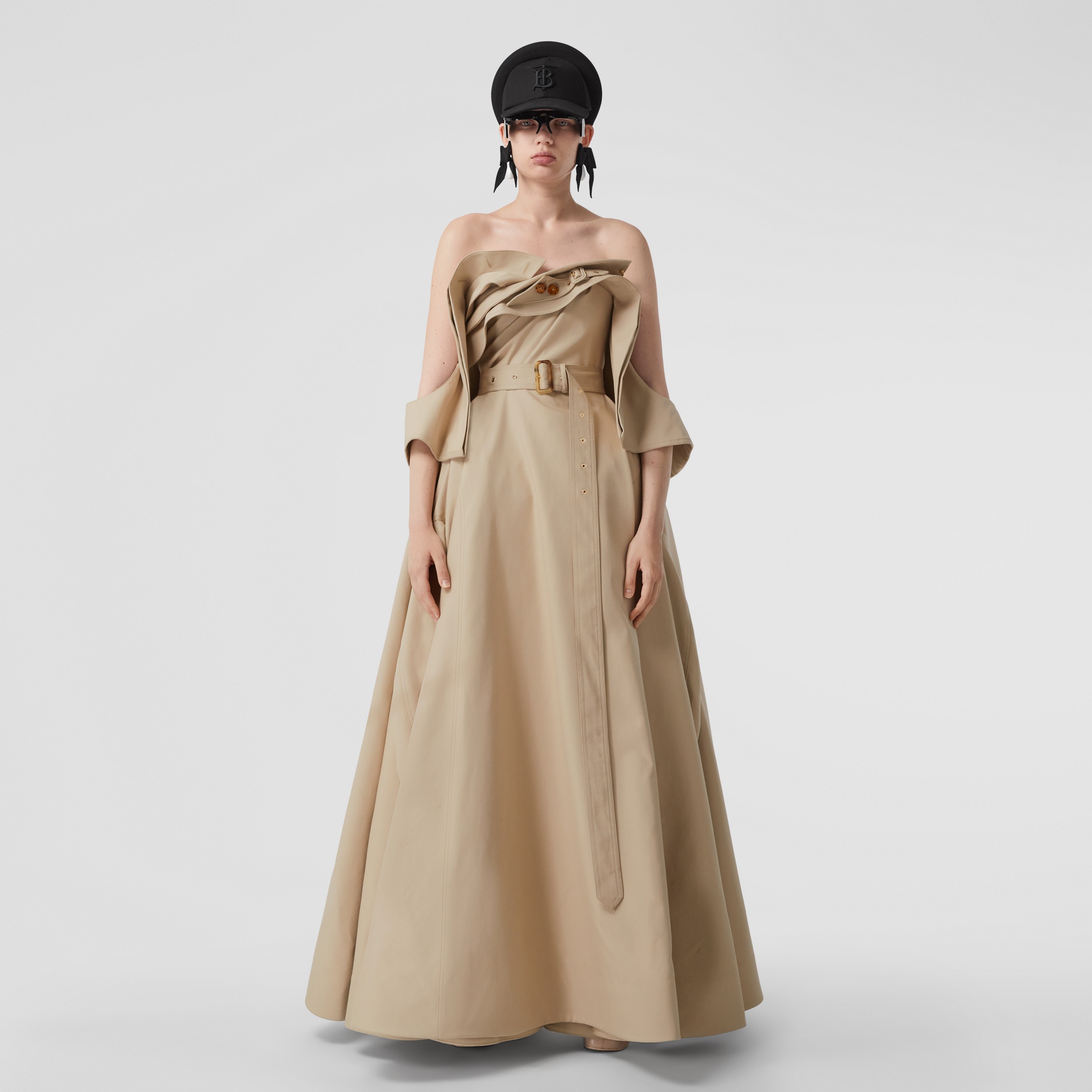 Cotton Gabardine Belted Trench Gown in Soft Fawn - Women | Burberry® Official - 1