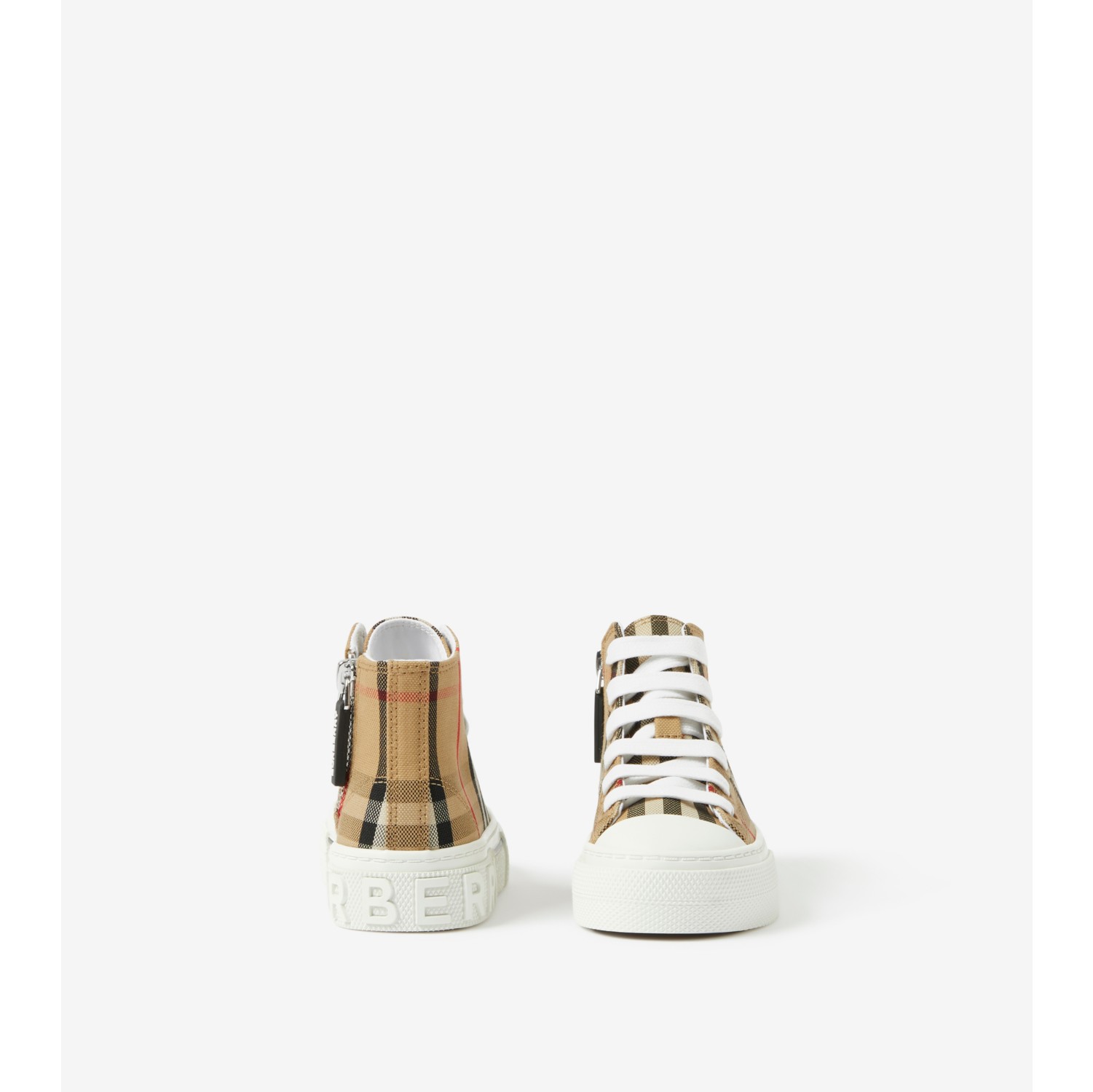 Check Cotton High-top Sneakers in Archive Beige - Children | Burberry® Official