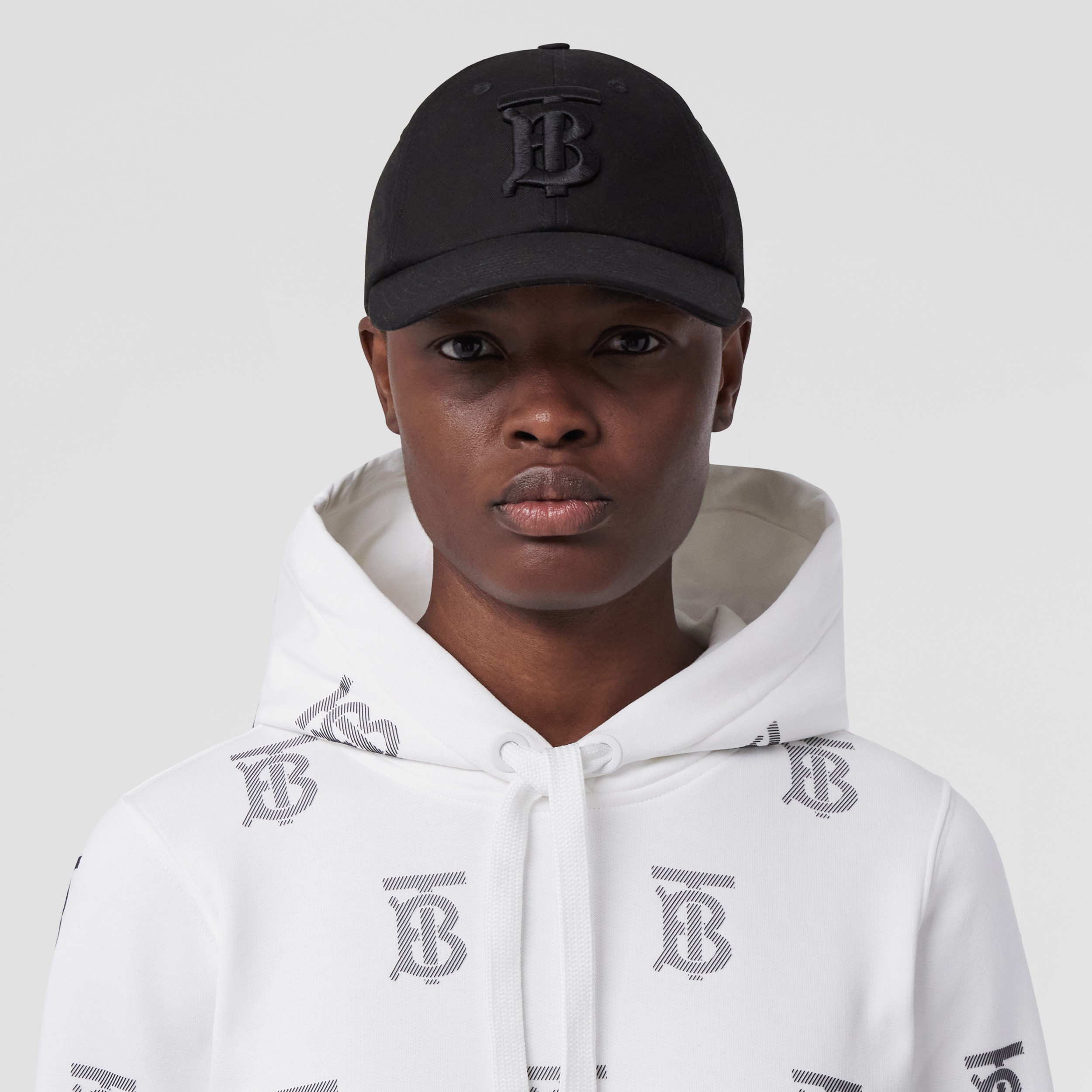 Monogram Motif Cotton Hoodie in White/blue - Women | Burberry® Official - 2