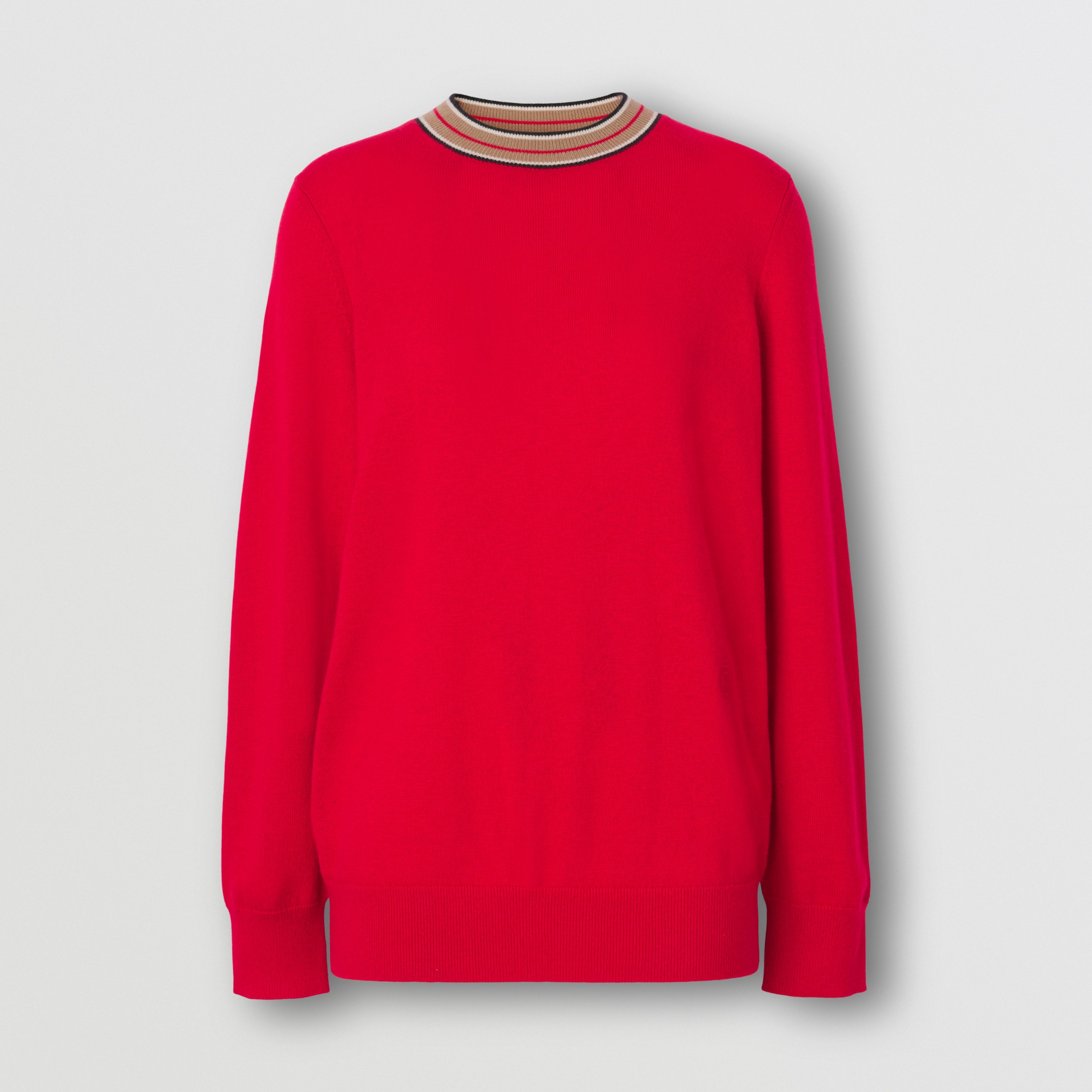 Stripe Detail Cashmere Sweater in Bright Red Women Burberry® Official