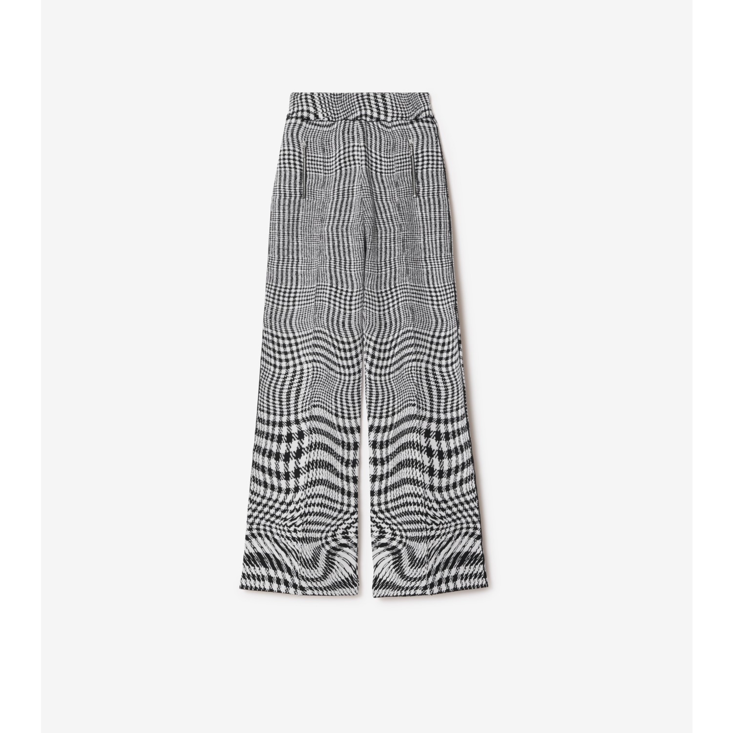 Warped Houndstooth Wool Blend Trousers in Monochrome - Women, Technical | Burberry® Official
