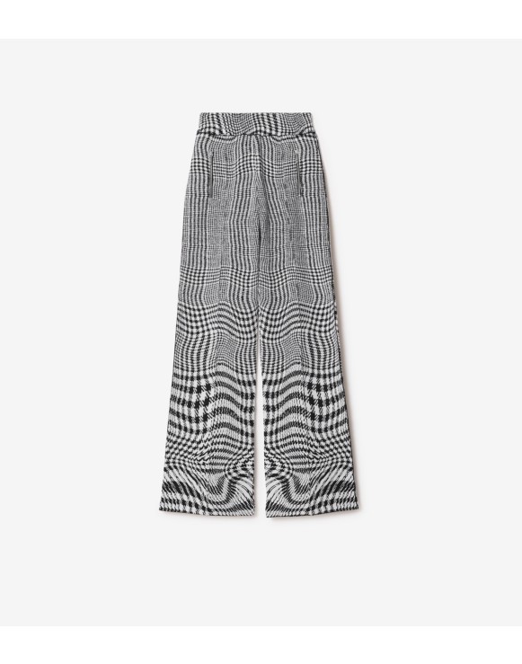 Warped Houndstooth Wool Blend Trousers