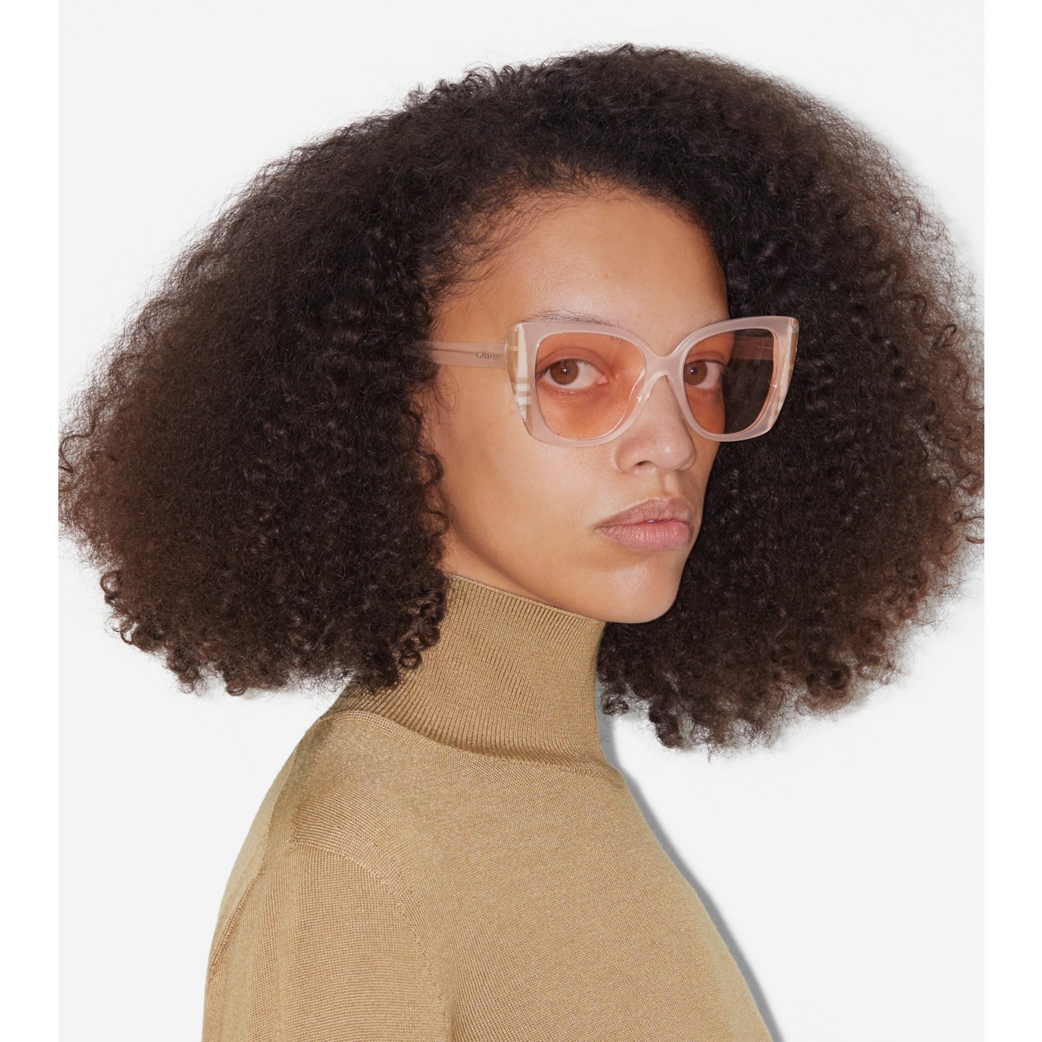 Check Oversized Cat-eye Frame Sunglasses in Pale pink - Women ...