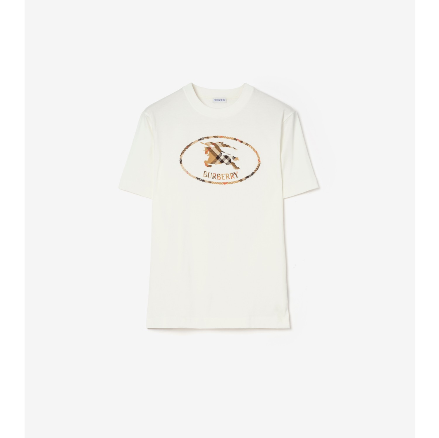 Check Knight Stamp Cotton T-shirt