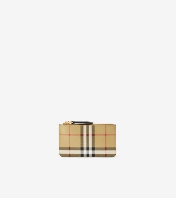 burberry wallet women new Vintage Check & Grainy Leather Folding Wallet