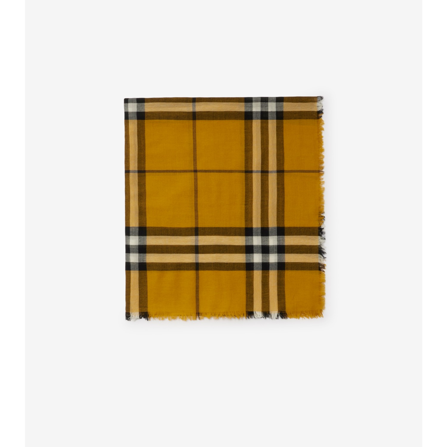 Wide Check Wool Scarf