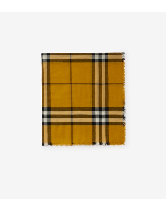 Wide Check Wool Scarf
