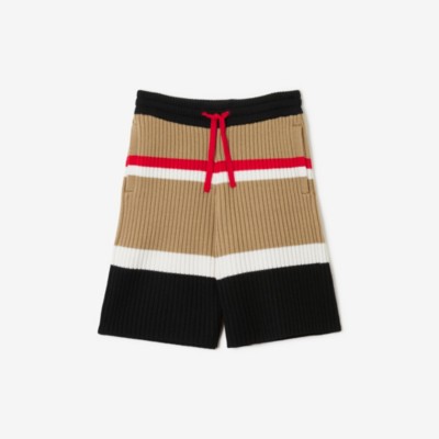 Burberry Boys Beige Icon Stripe Wool Knit Shorts In Archive Beige
