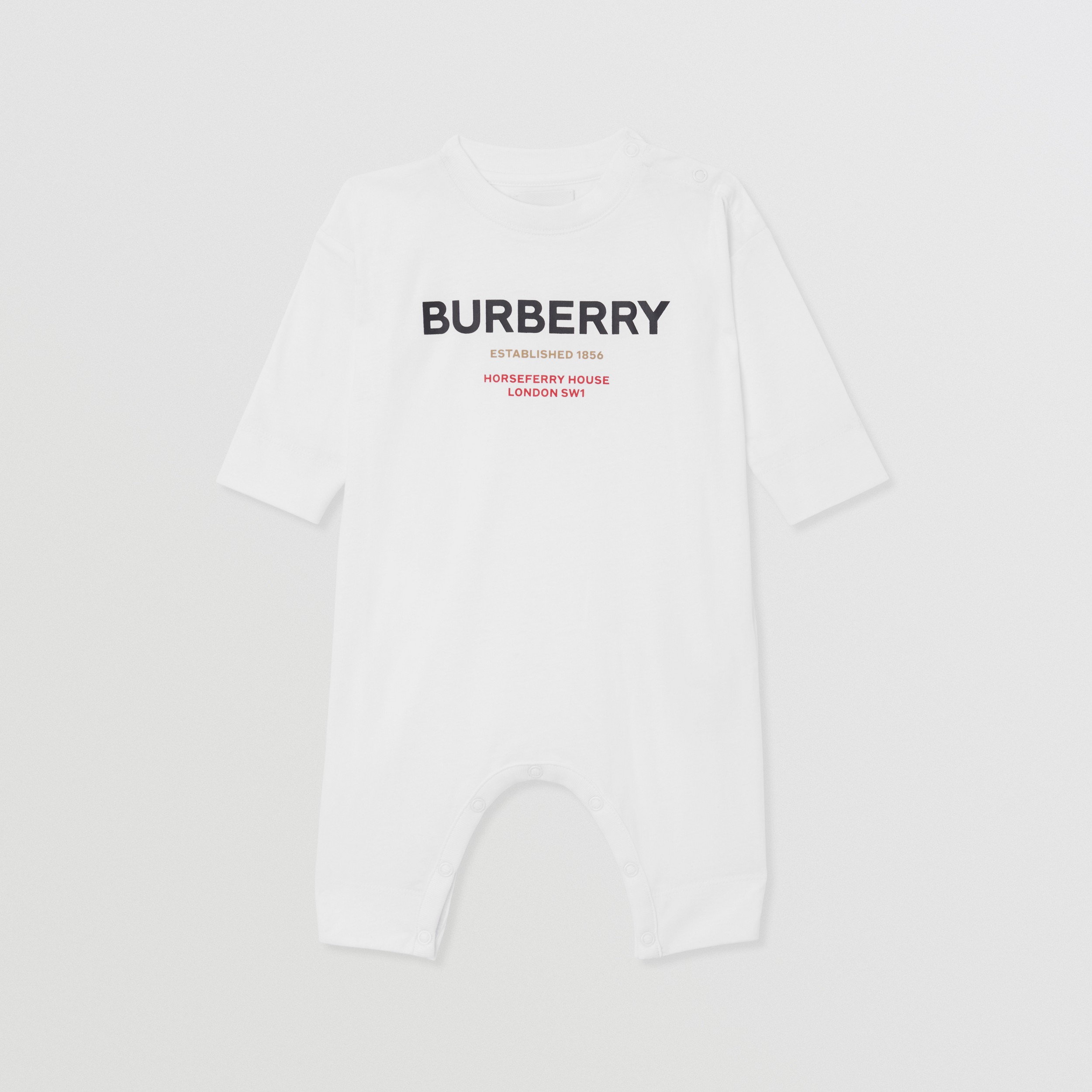 Horseferry Print Cotton Jumpsuit in White - Children | Burberry® Official - 1