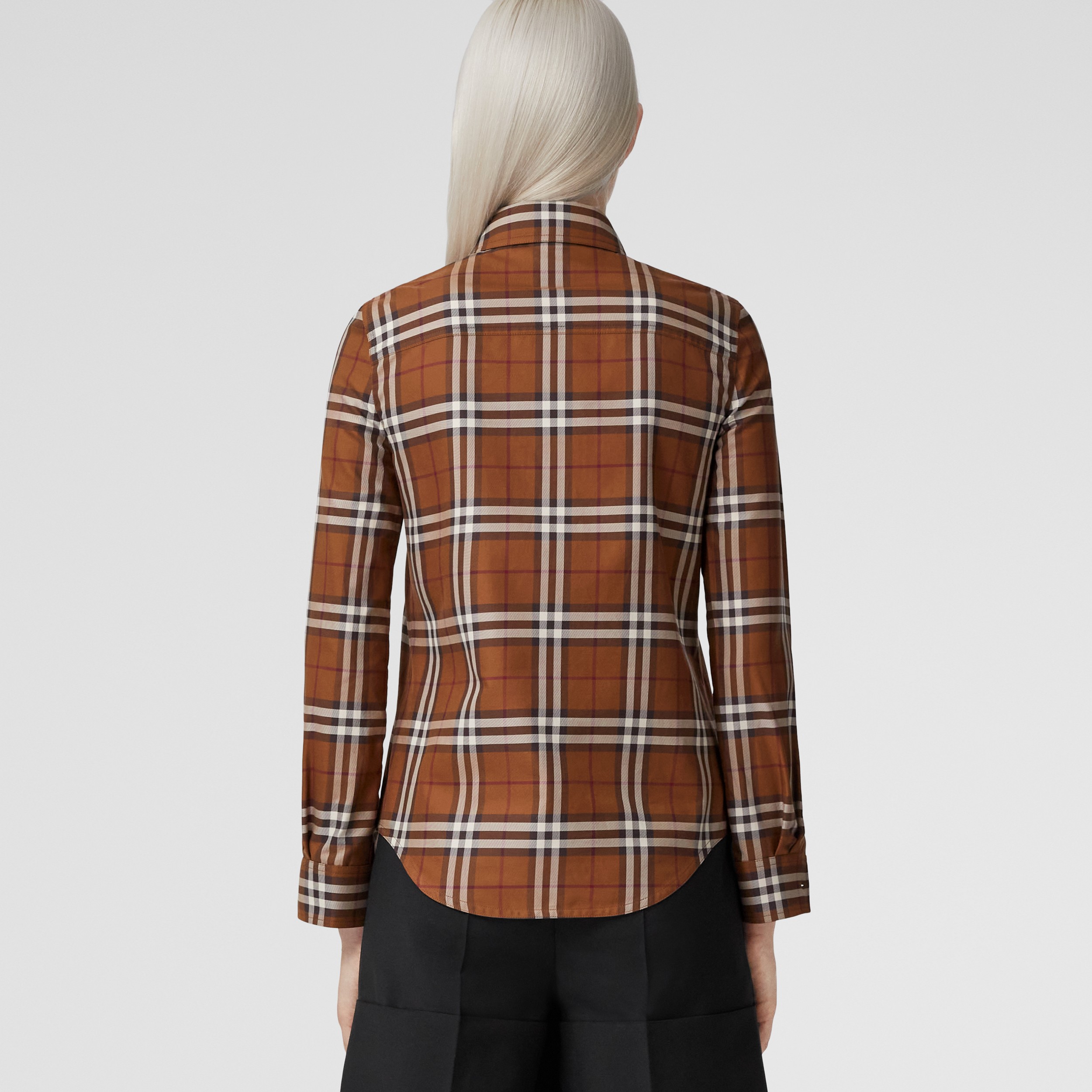 Vintage Check Cotton Shirt in Dark Birch Brown - Women | Burberry® Official - 3