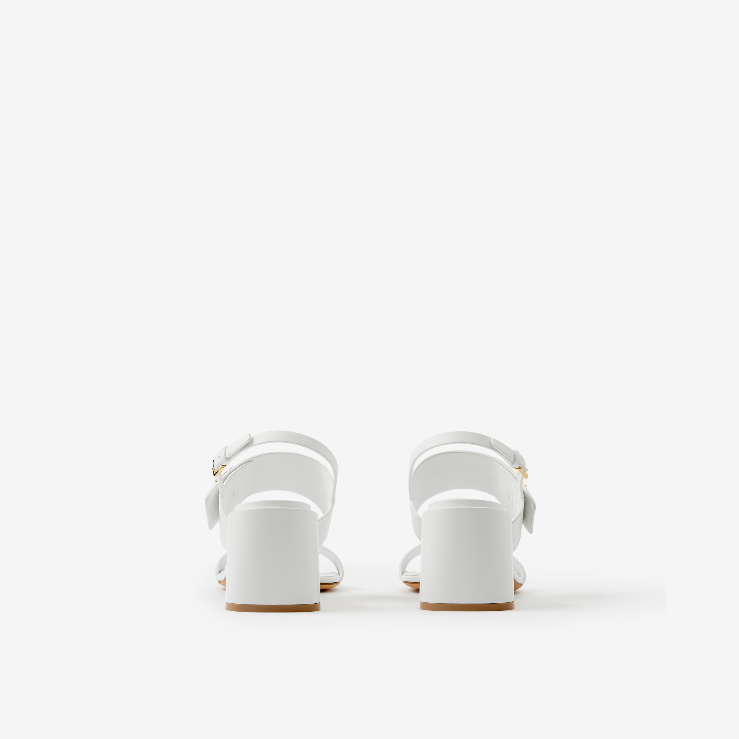 Sandálias de couro com monograma (Branco Óptico) - Mulheres | Burberry® oficial - 3