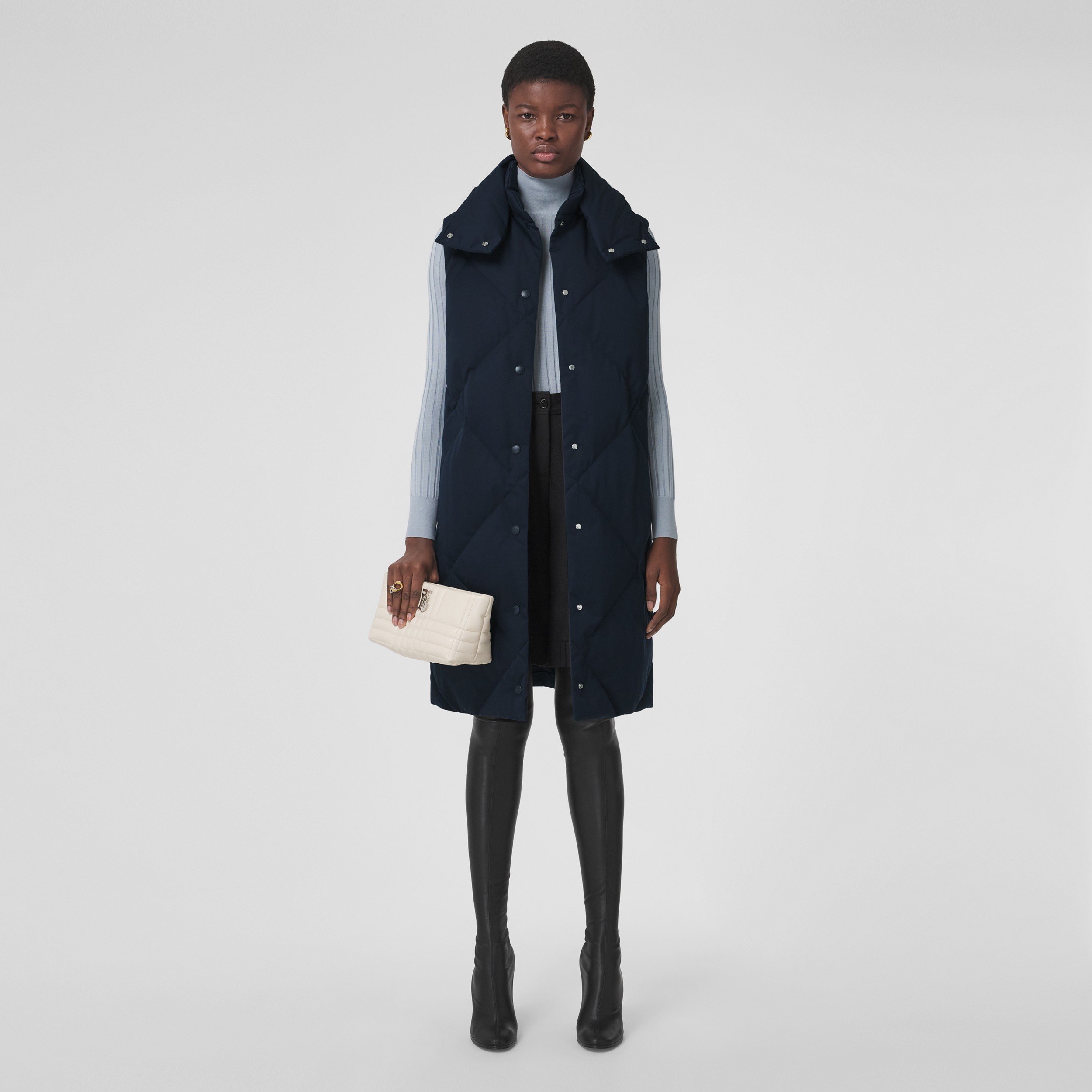 Diamond Quilted Cotton Gabardine Gilet in Midnight Blue - Women | Burberry® Official - 1