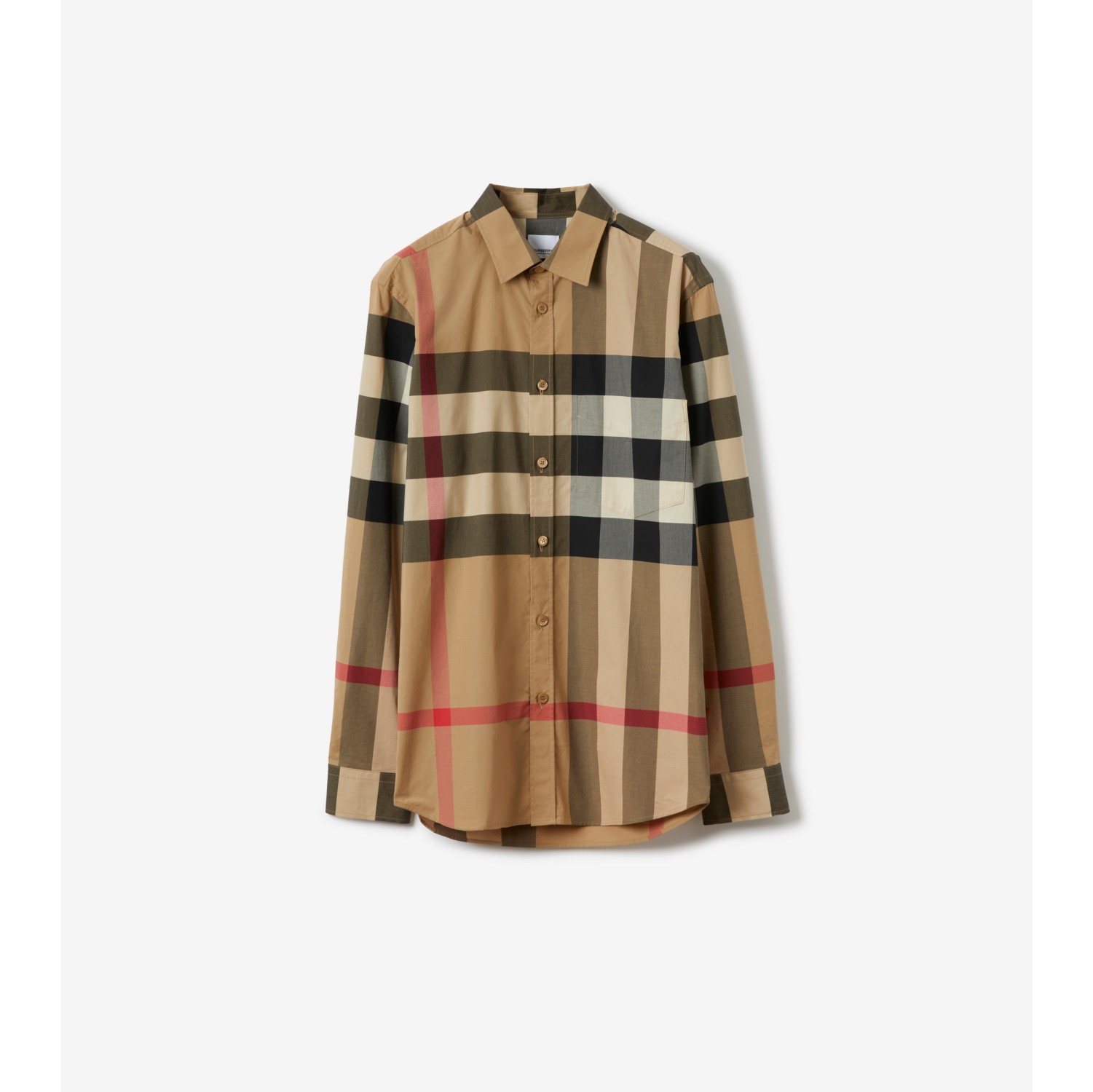 BURBERRY ストレッチコットンポプリン チェックシャツ-