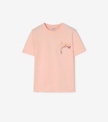 Brave Little Tree Cotton T-shirt in Compact pink - Women | Burberry® Official