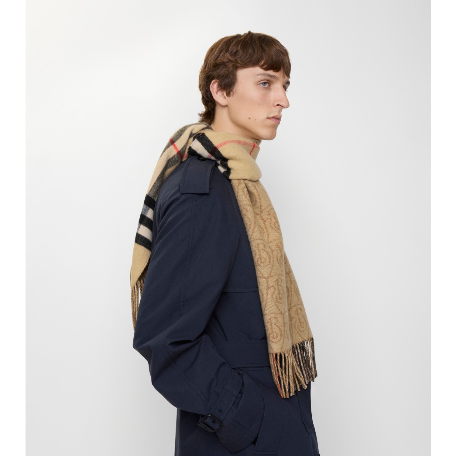 Reversible B Shield Cashmere Scarf