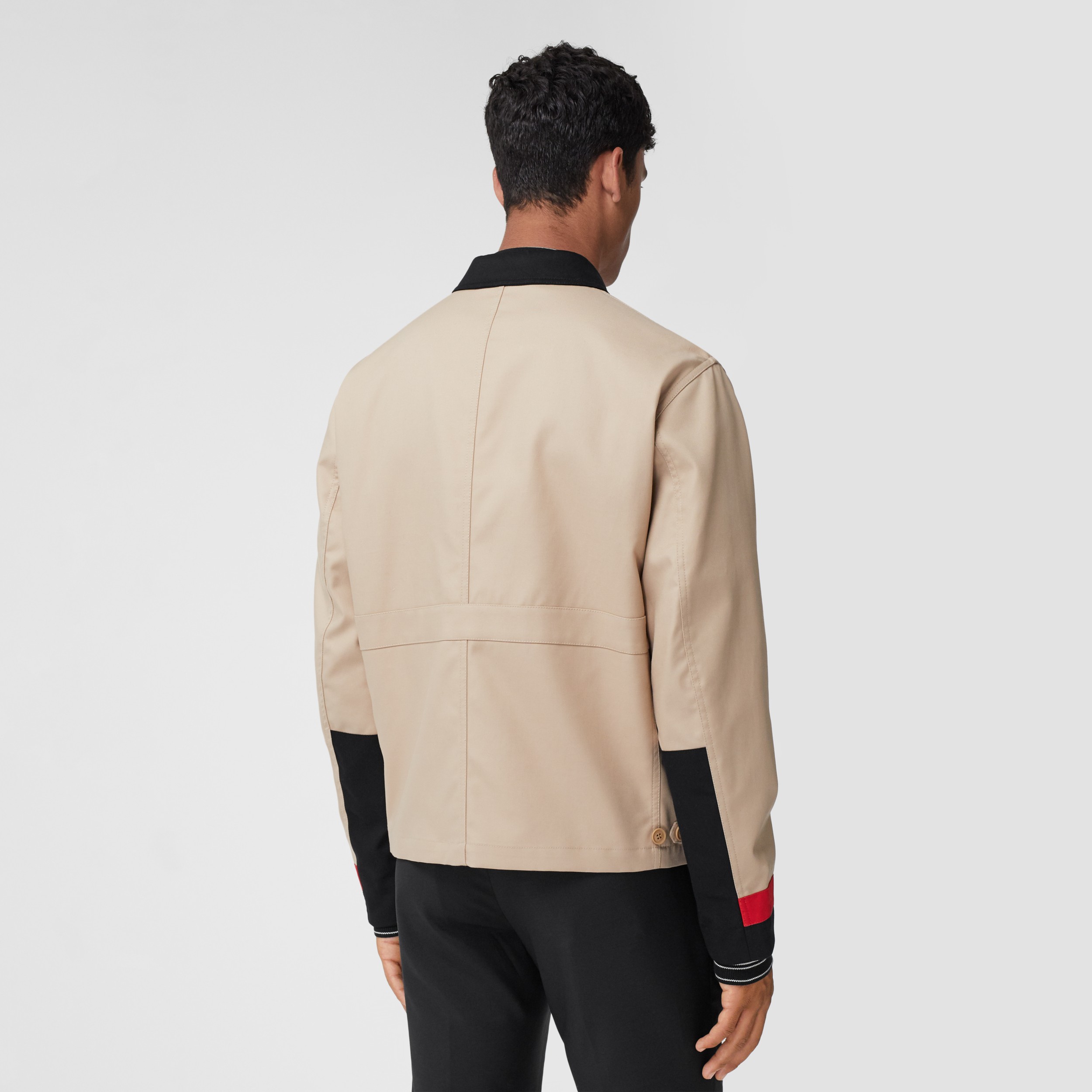 Stripe Detail Cotton Gabardine Field Jacket in Soft Fawn Men
