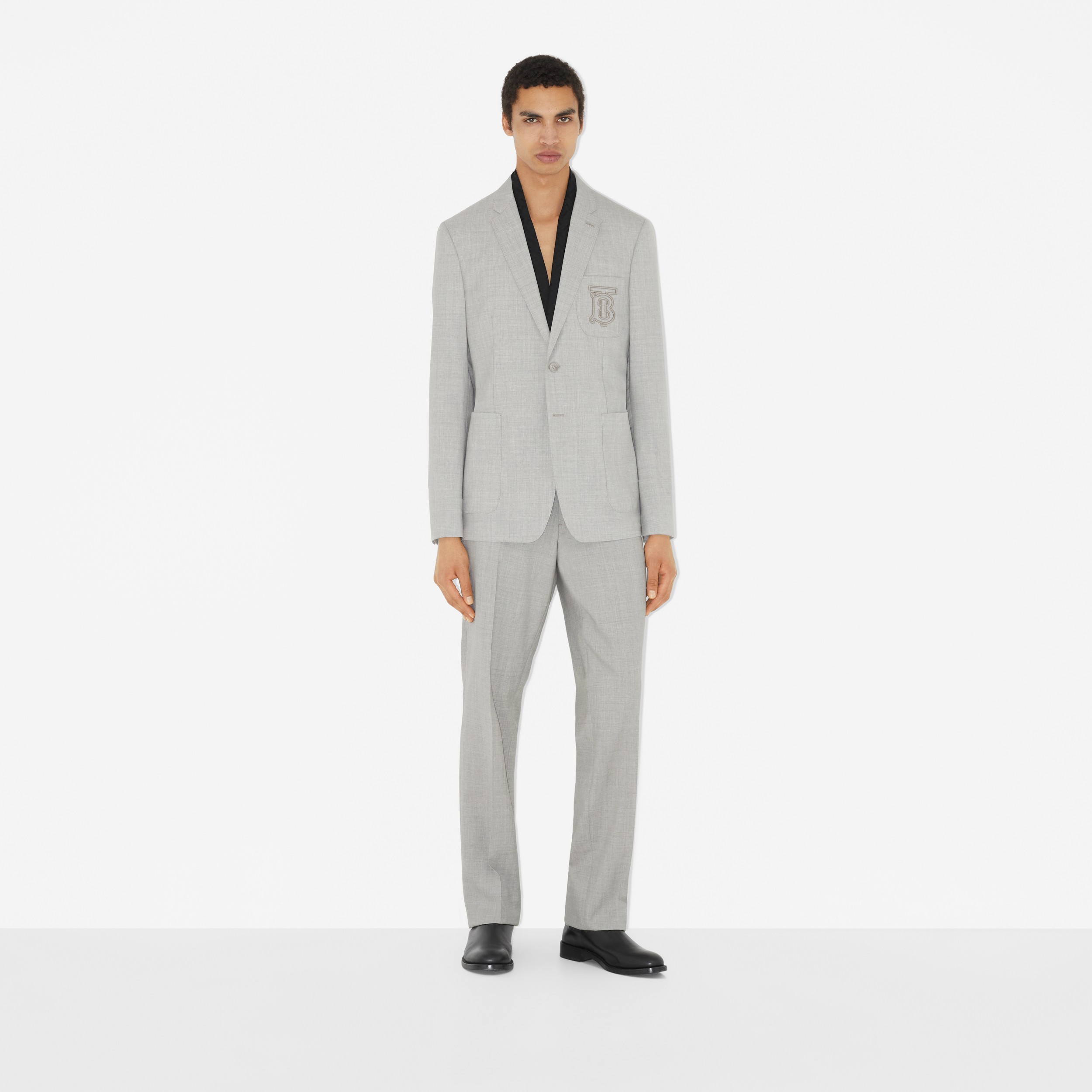 Classic Fit Wool Tailored Trousers in Grey Taupe Melange - Men | Burberry® Official - 2