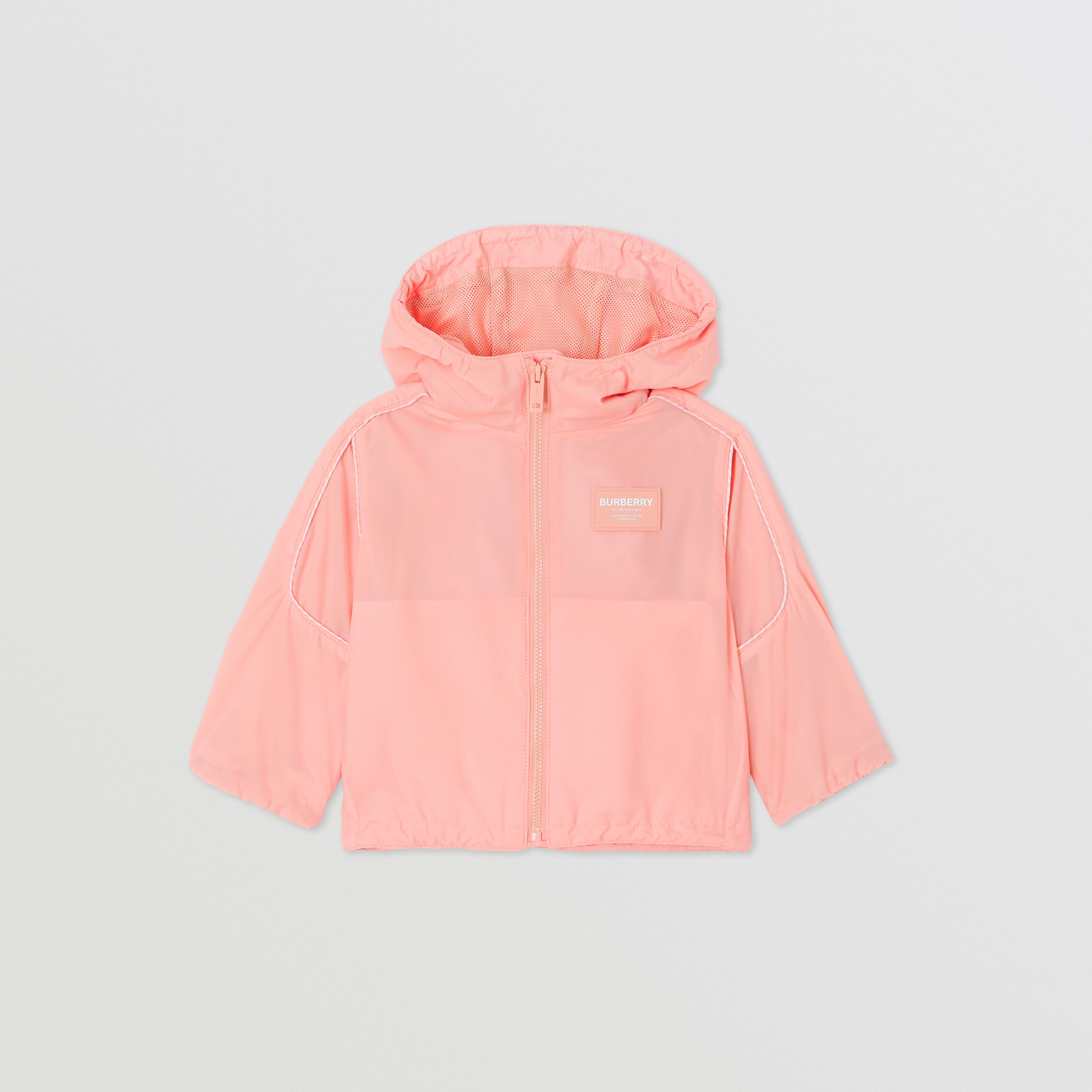 Horseferry Motif Lightweight Hooded Jacket in Light Clay Pink - Children | Burberry® Official - 1