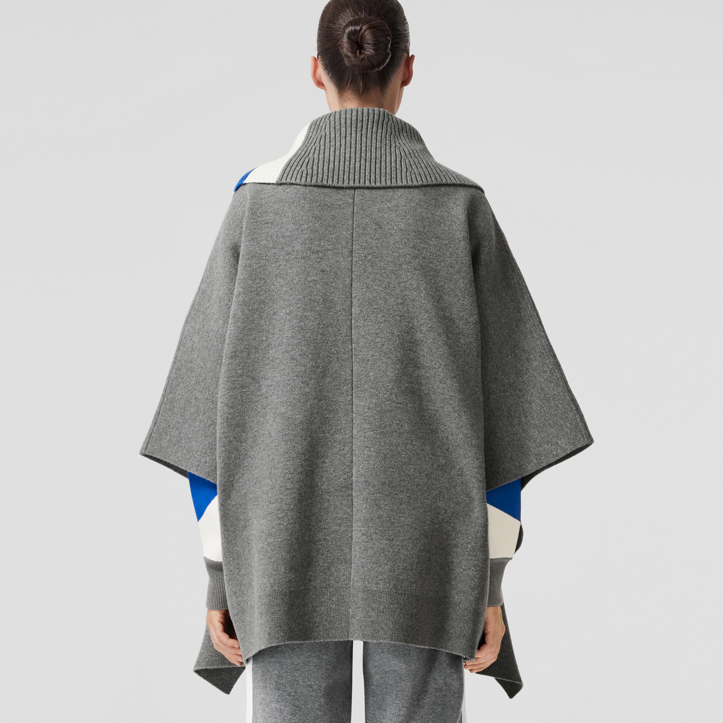 Logo Graphic Wool Cashmere Cape in Grey - Women | Burberry® Official - 3