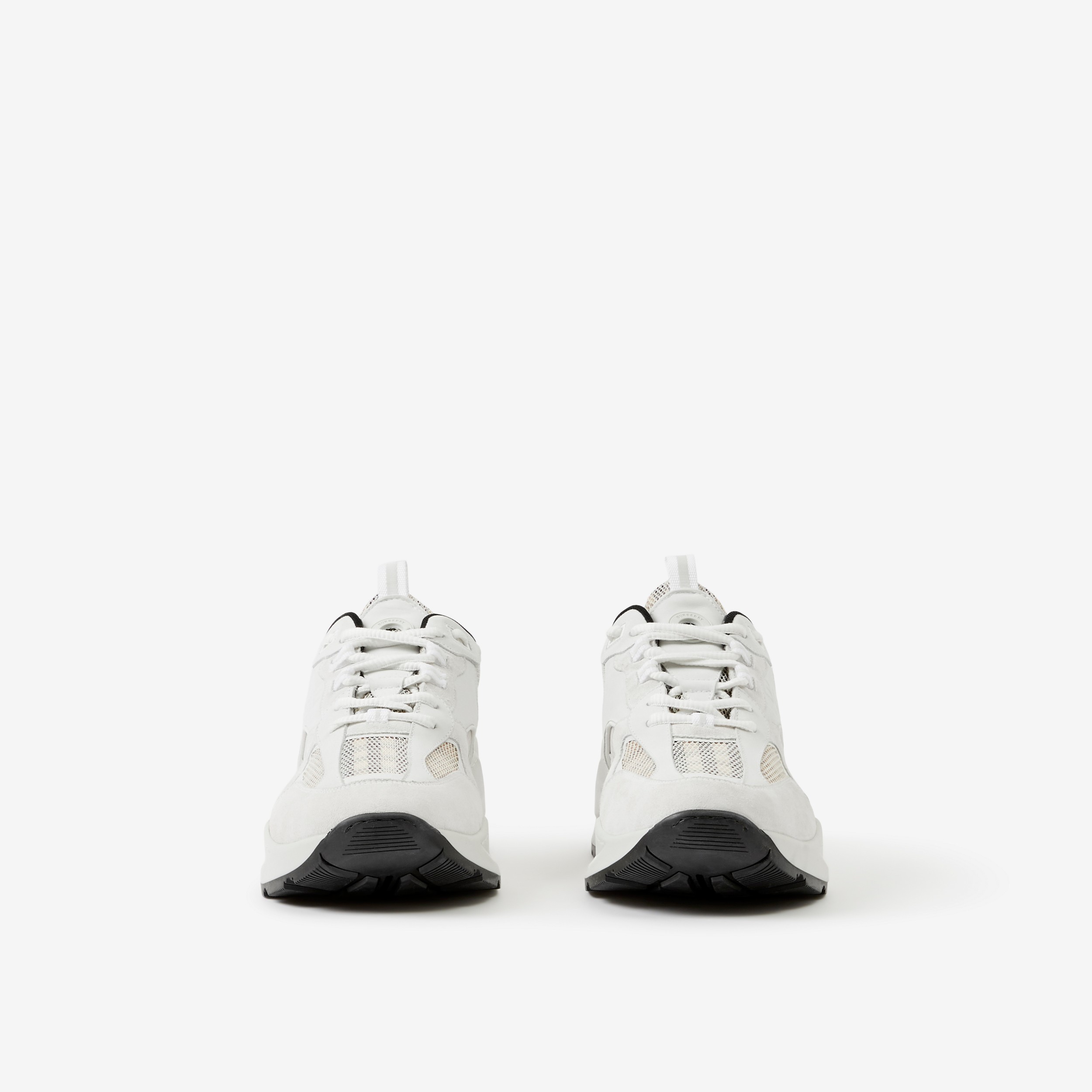 Vintage 格纹、网眼拼麂皮运动鞋 (典藏米色 / 白色) - 男士 | Burberry® 博柏利官网 - 2