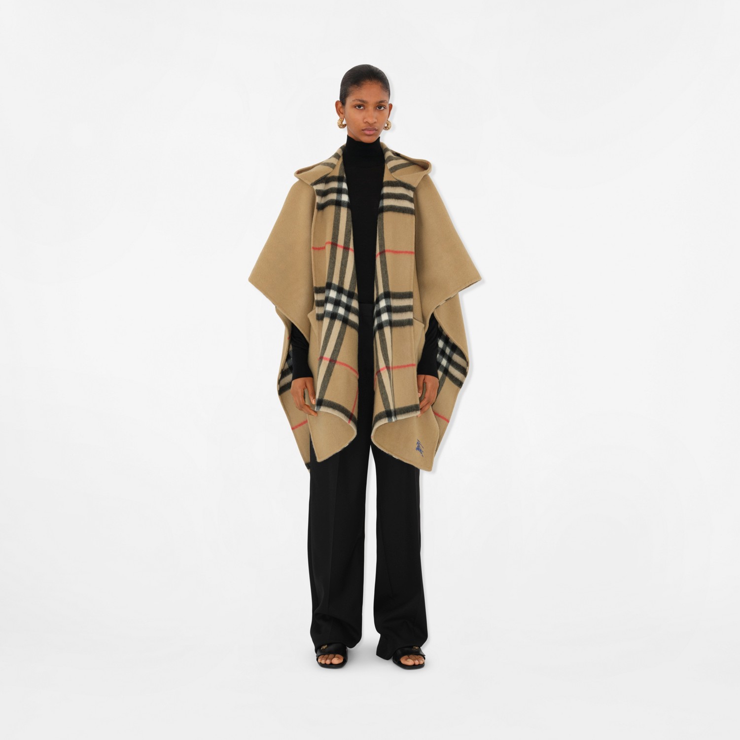 EKD Cashmere Hooded Cape in Archive beige - Women | Burberry® Official