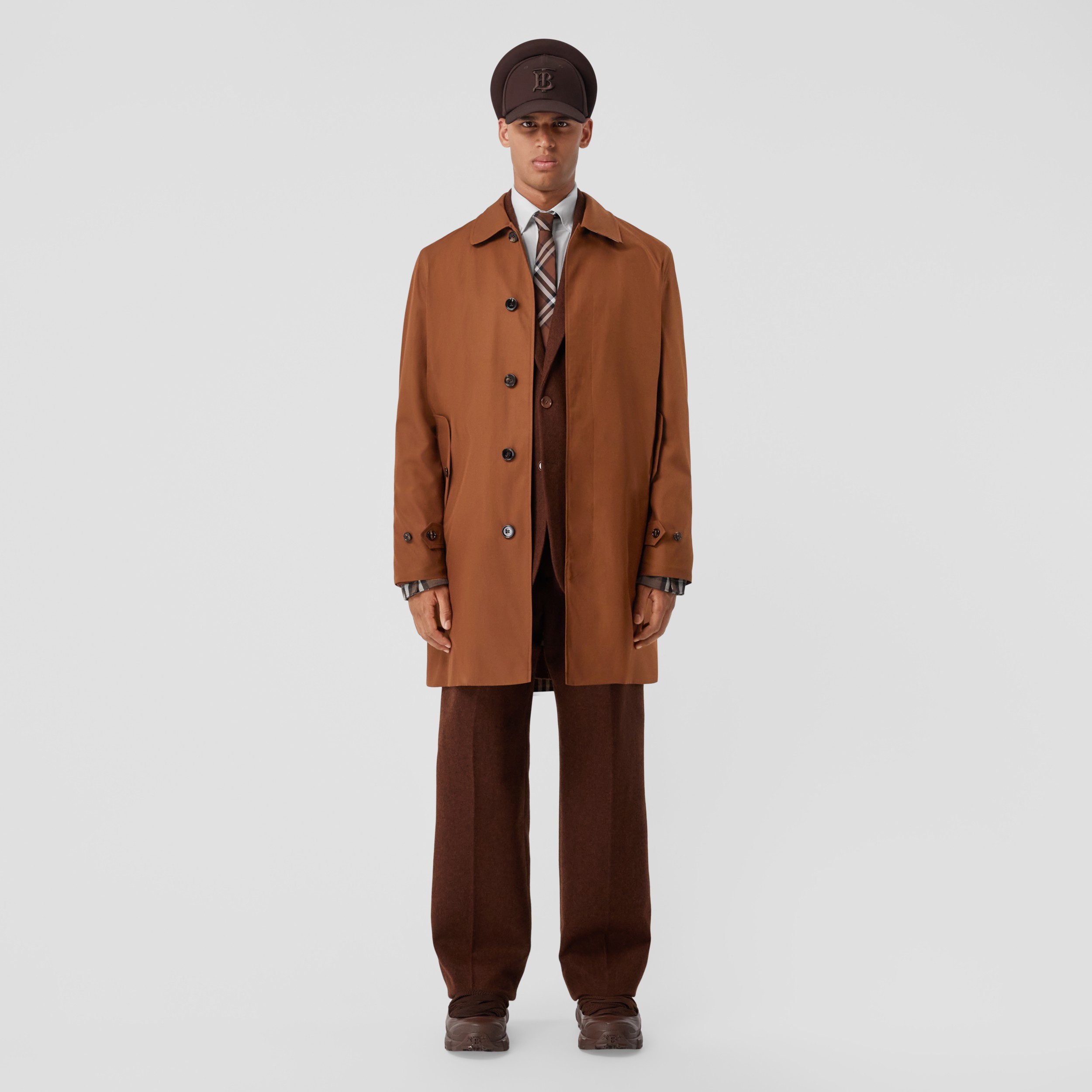 Cotton Gabardine Car Coat in Dark Birch Brown - Men | Burberry® Official