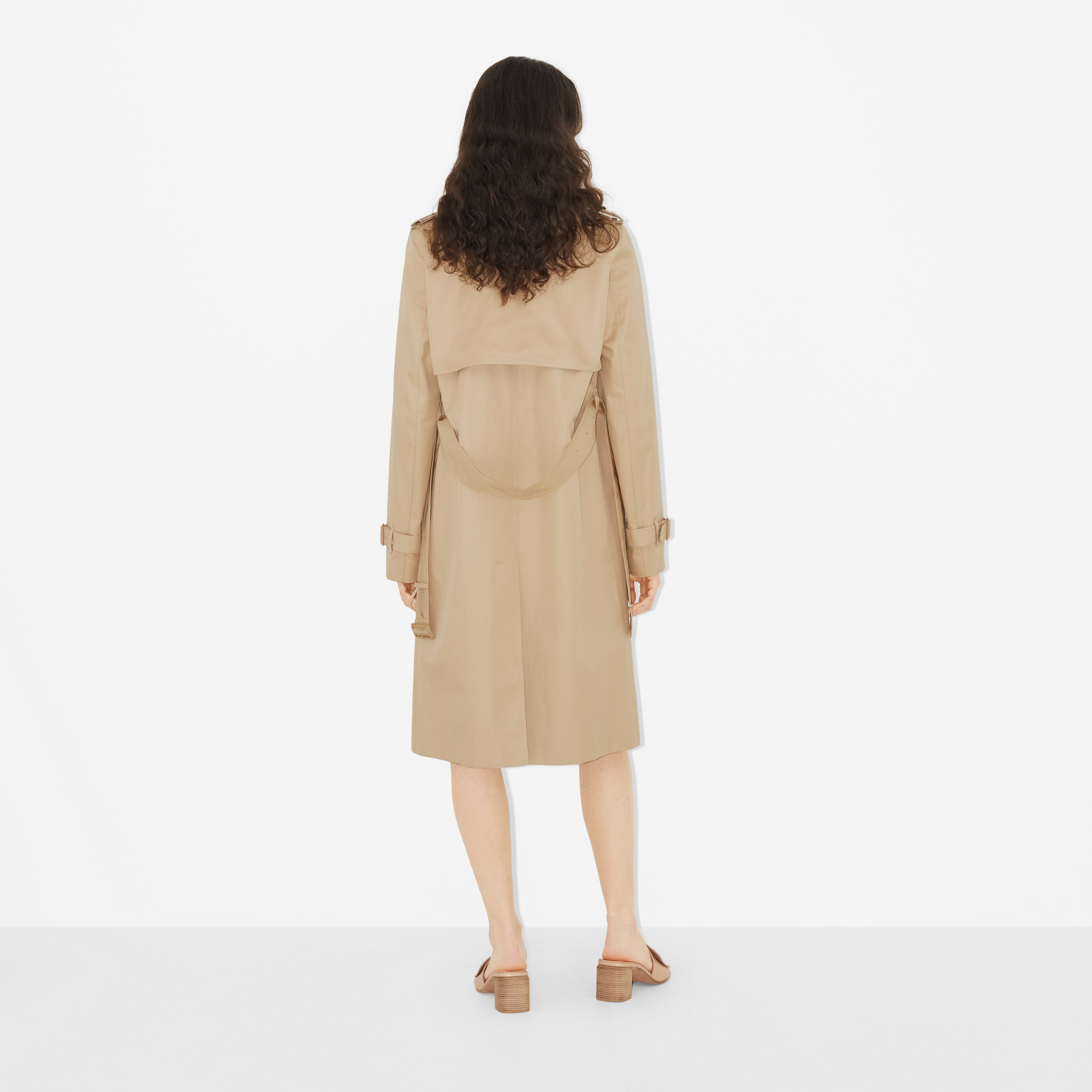Trench coat en algodón de gabardina con paneles a cuadros (Rosa Beige Suave) - Mujer | Burberry® oficial - 4