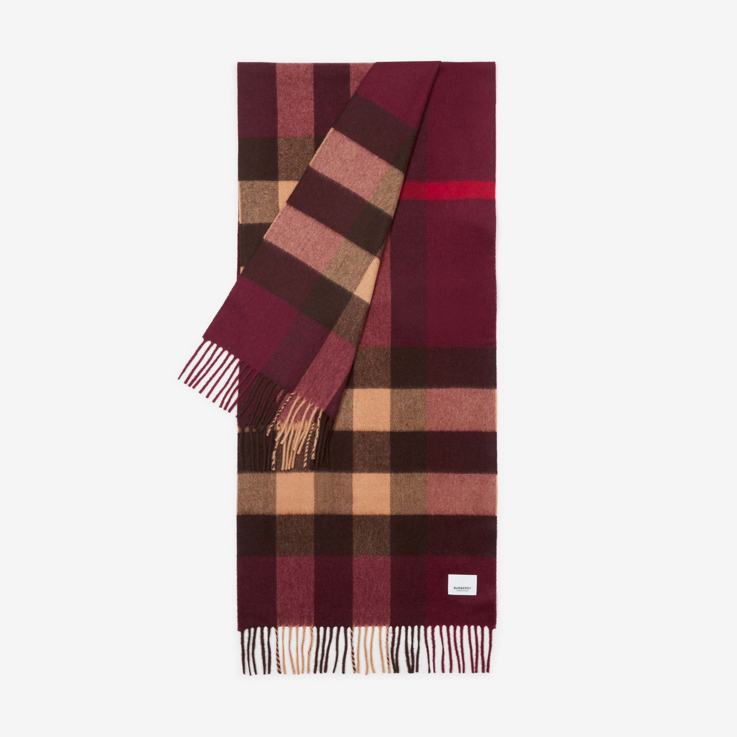 Check Cashmere Scarf in Burgundy | Burberry® Official - 3