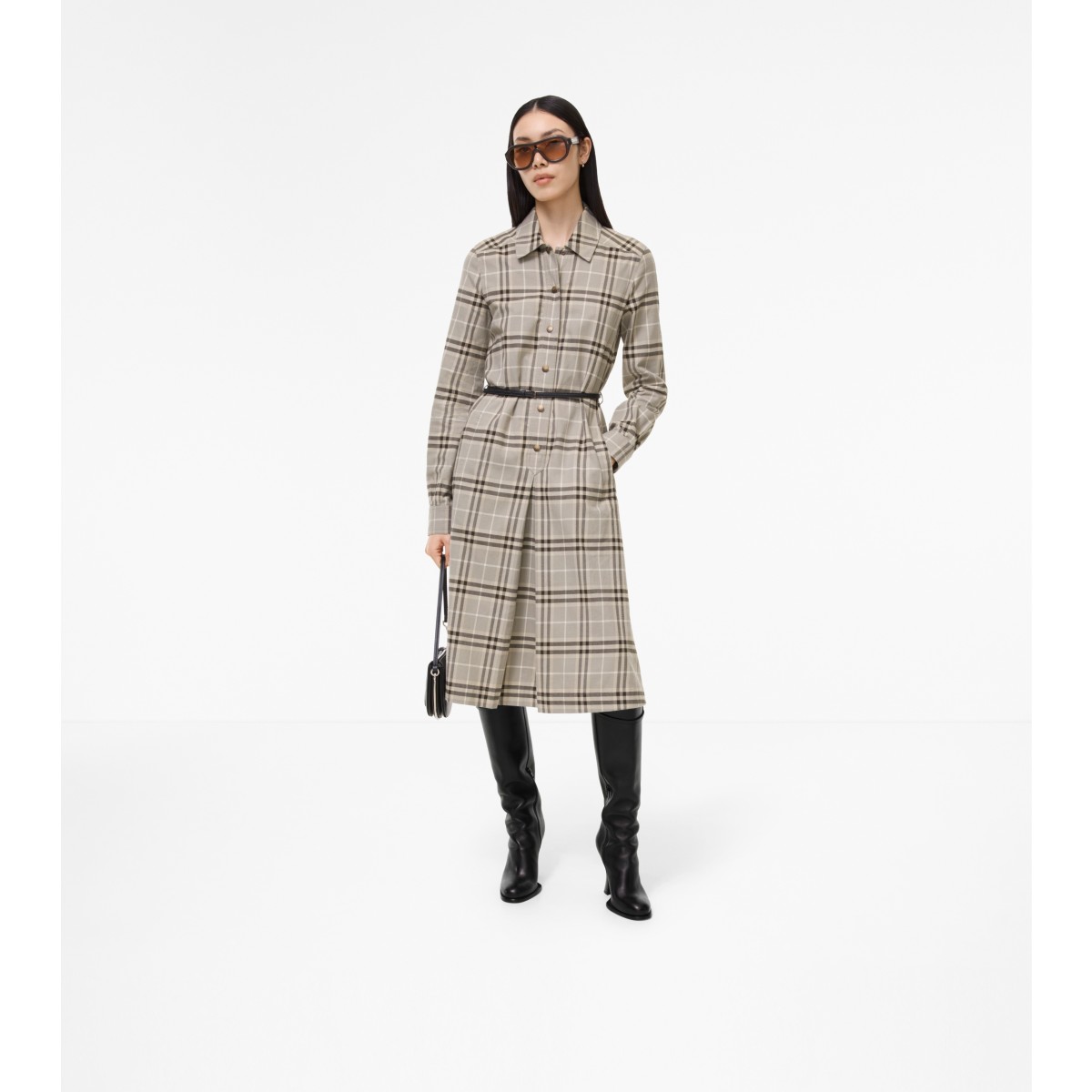  Check Cotton Shirt Dress