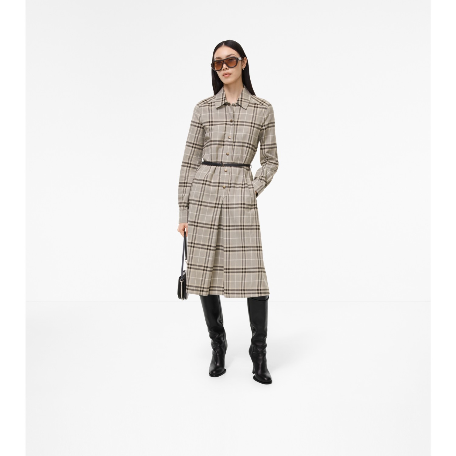 Check Cotton Shirt Dress