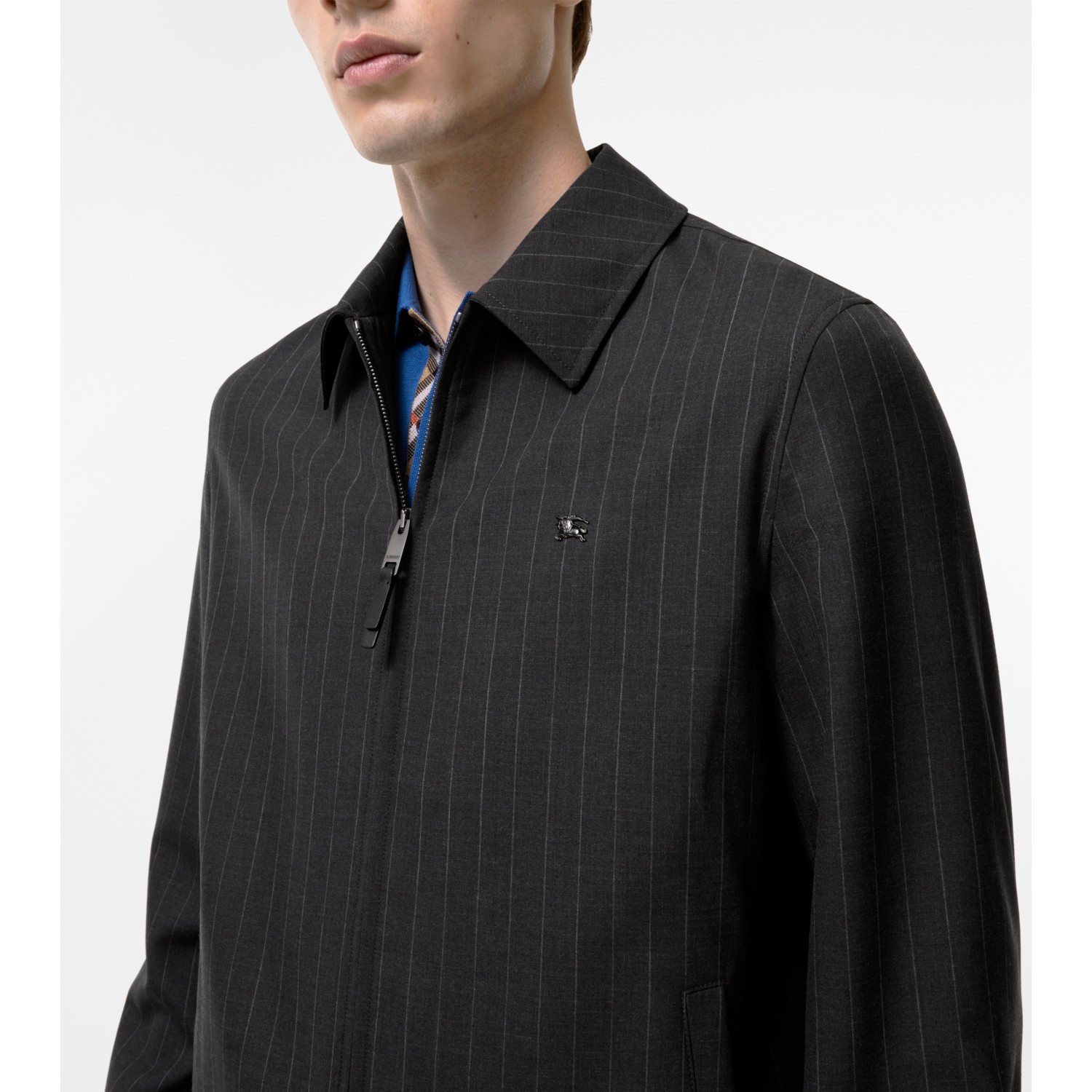 Pinstriped Wool Bloomsbury Harrington Jacket - thumbnail 4
