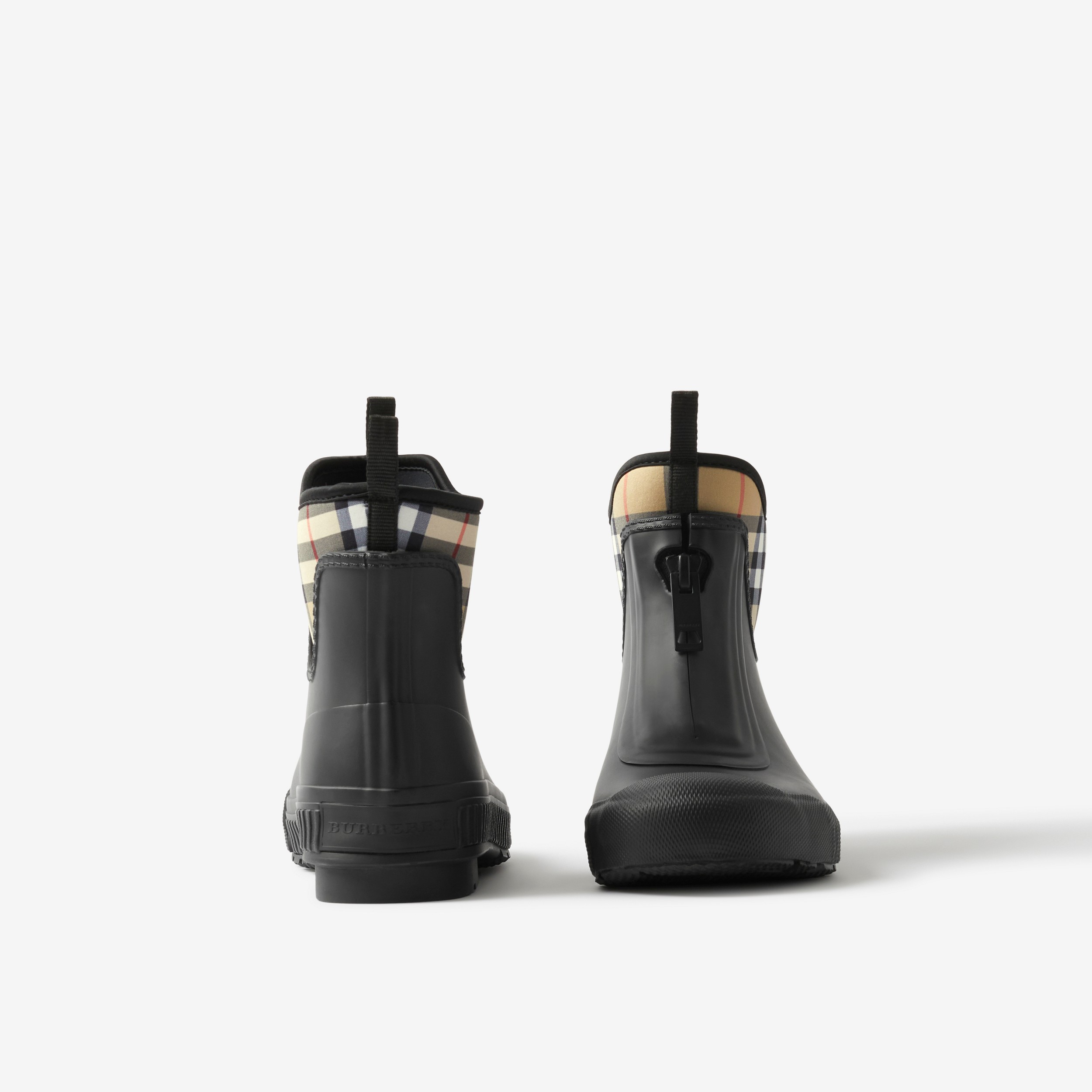Vintage Check Neoprene and Rubber Rain Boots in Black/archive Beige - Women | Burberry® Official - 4