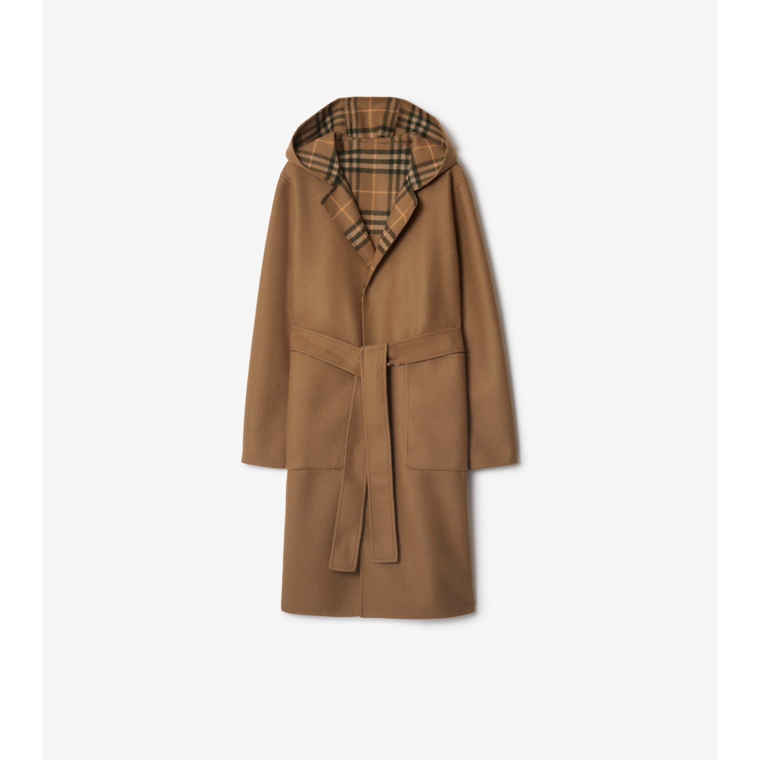 Reversible Check Wool Wrap Coat