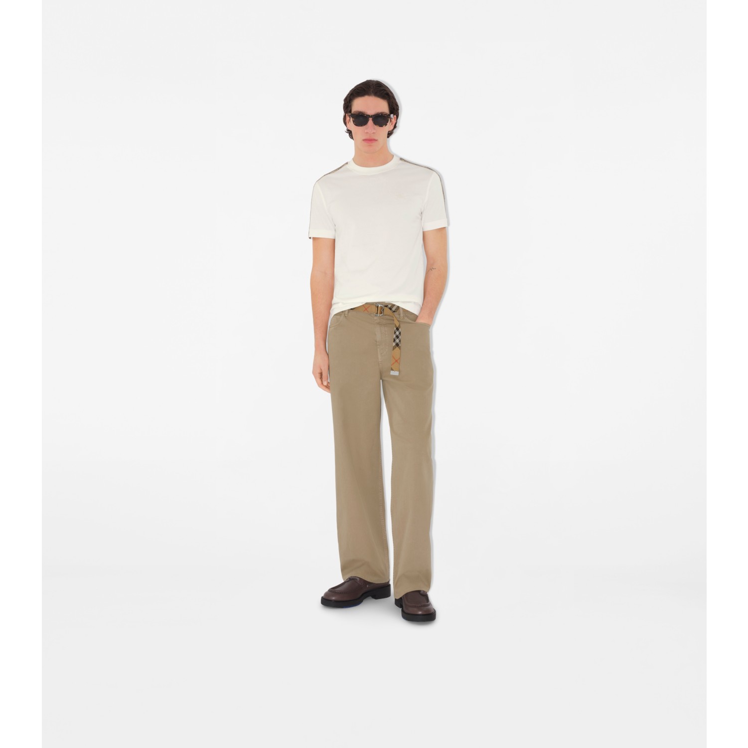 T-shirt in cotone con finiture Check