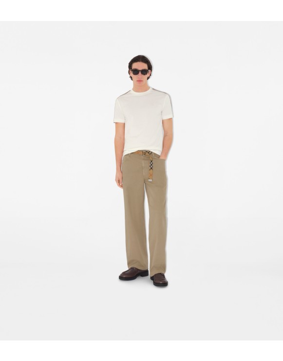 チェックトリム コットンTシャツ