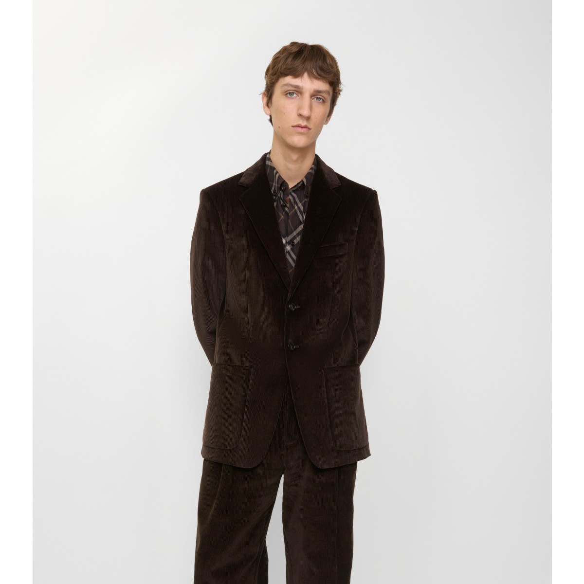  Check Corduroy Tailored Jacket