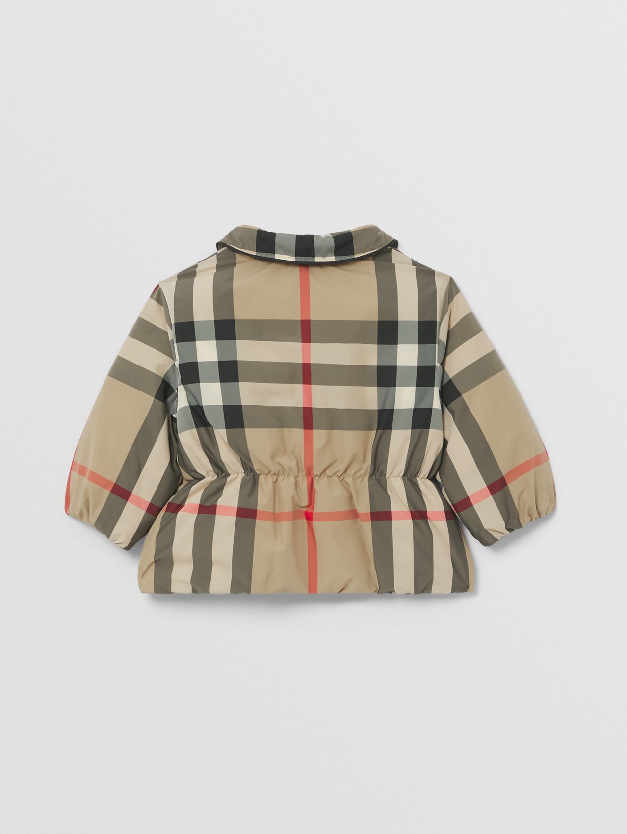 Peter Pan Collar Down-filled Check Jacket in Archive Beige