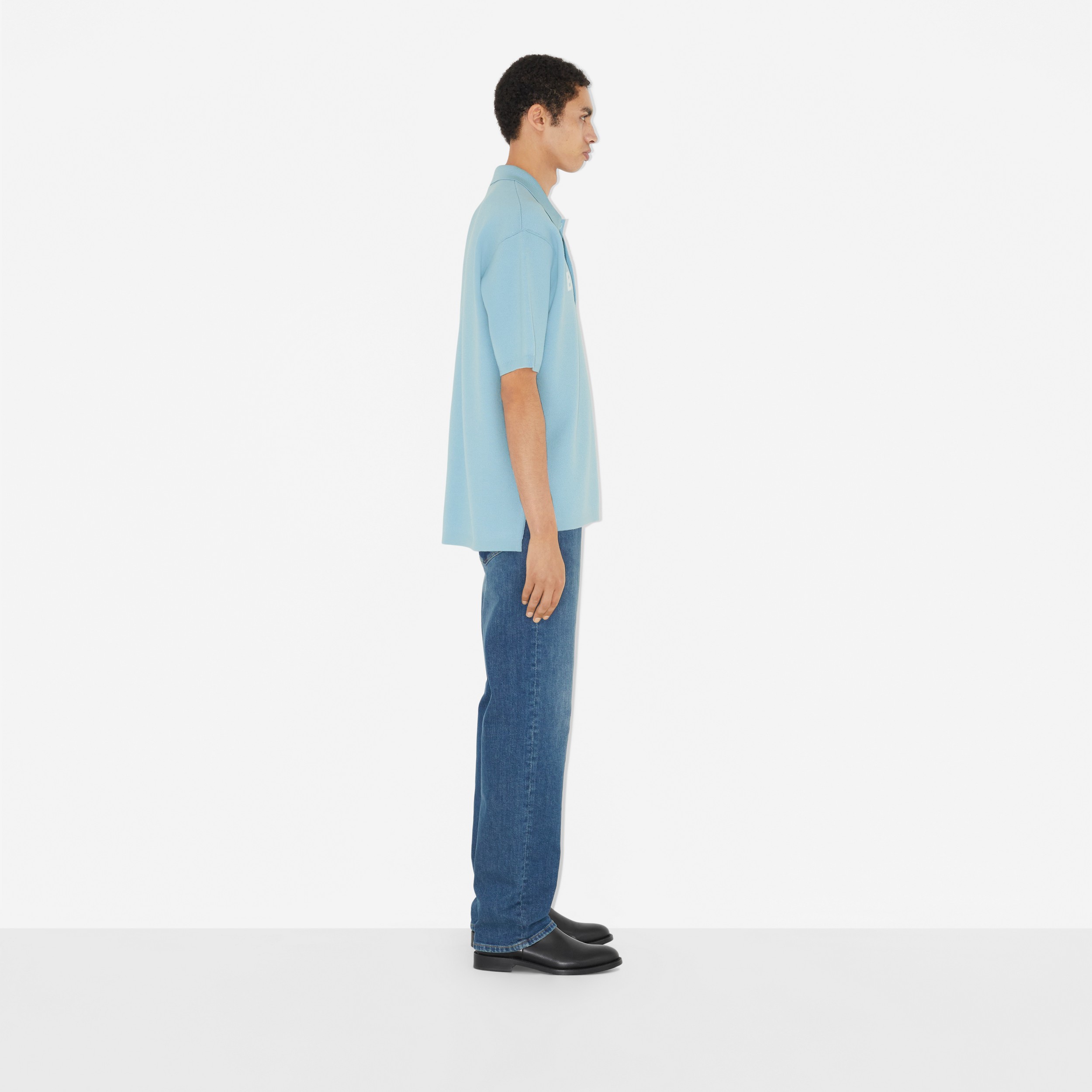 ロゴディテール ウールコットン ポロシャツ (ダックエッグブルー) - メンズ | Burberry®公式サイト - 3