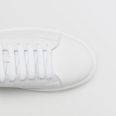 perforated check leather sneakers