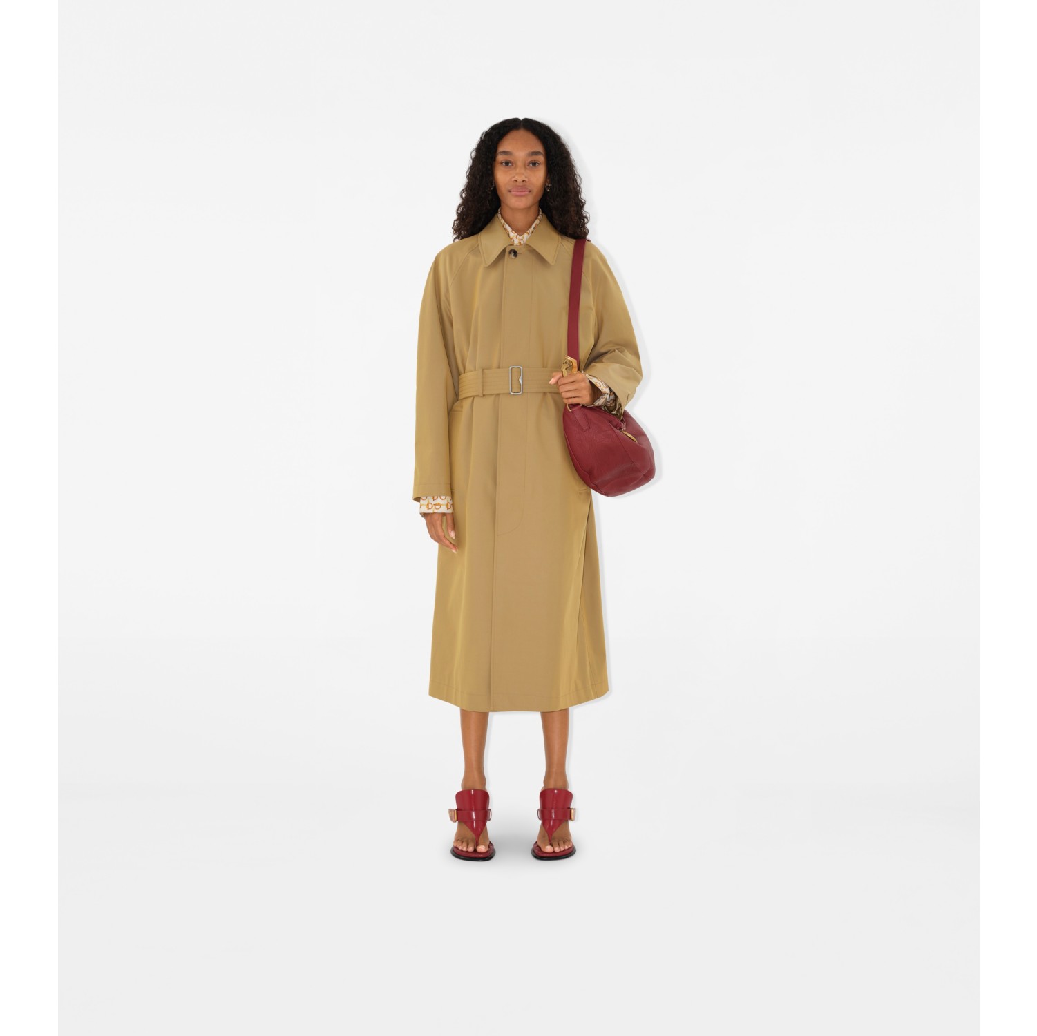 Langer Car Coat aus Gabardine