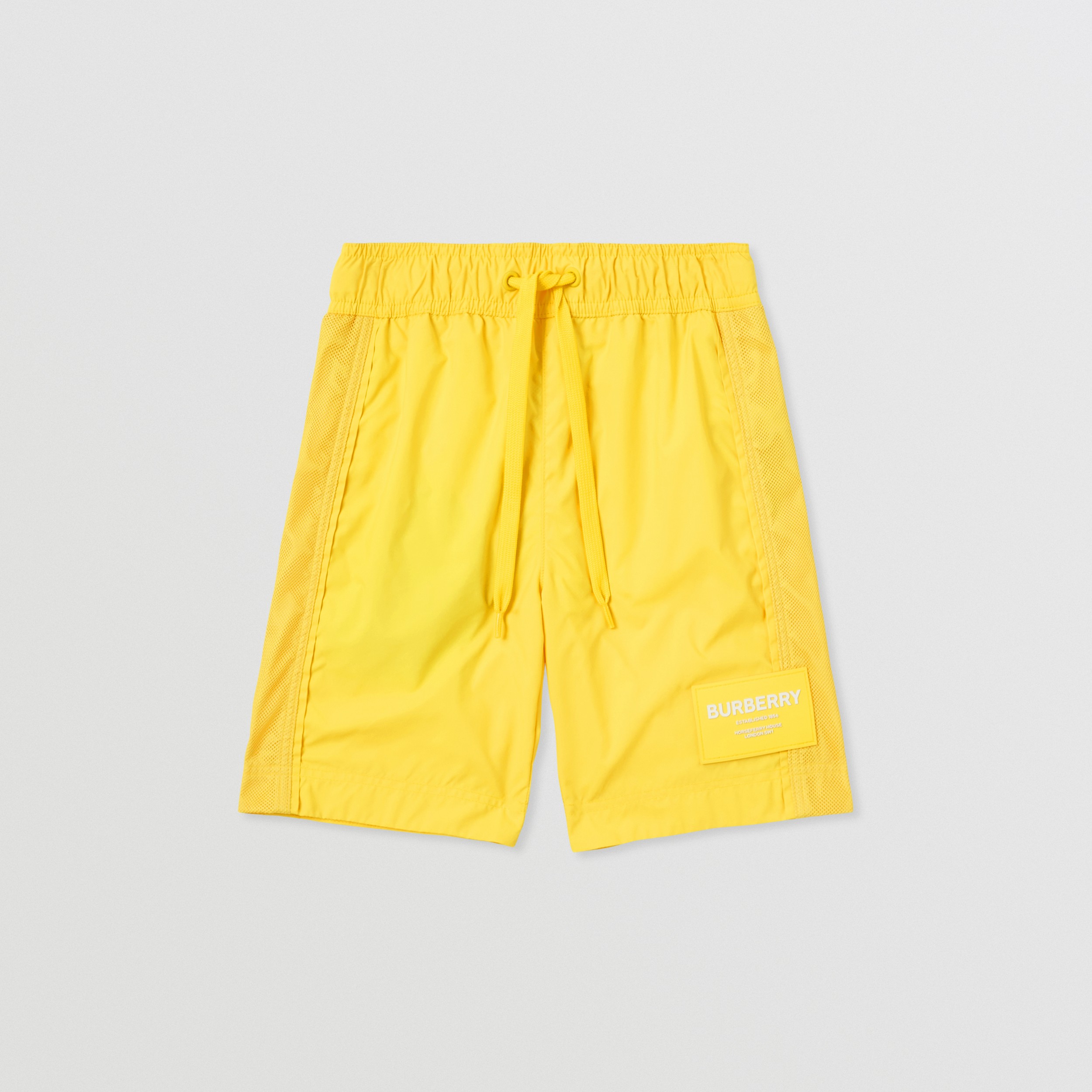 Horseferry Motif Nylon Swim Shorts in Acid Yellow | Burberry® Official - 1