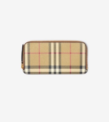Large Check Zip Card Case in Archive beige/briar brown - Women