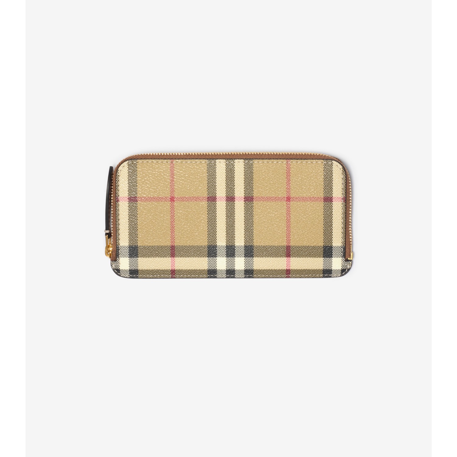 Large Check Zip Card Case