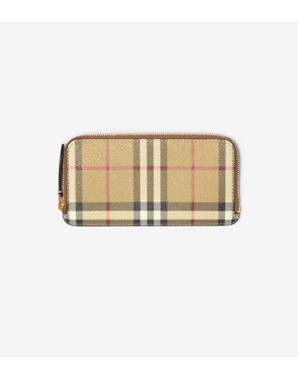 Large Check Zip Card Case