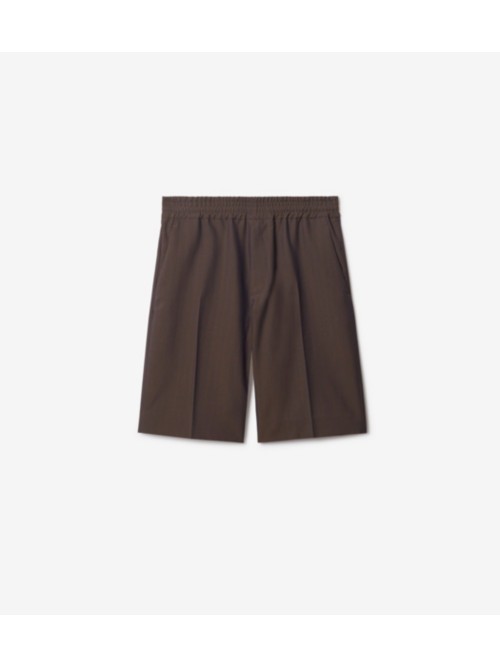 Burberry Tailored Wool Herringbone Shorts In Barrel