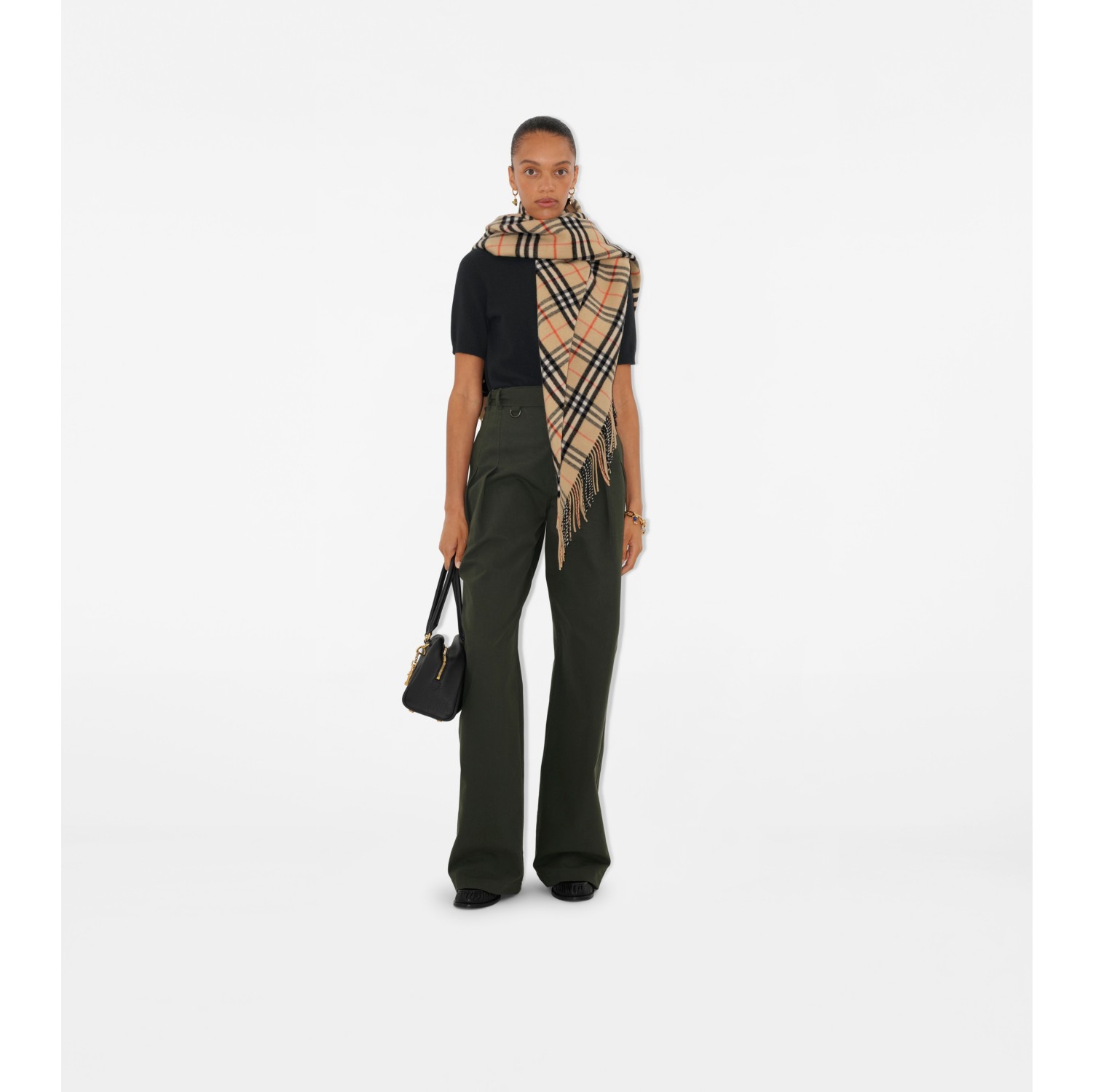 Mantella in lana e cashmere Check