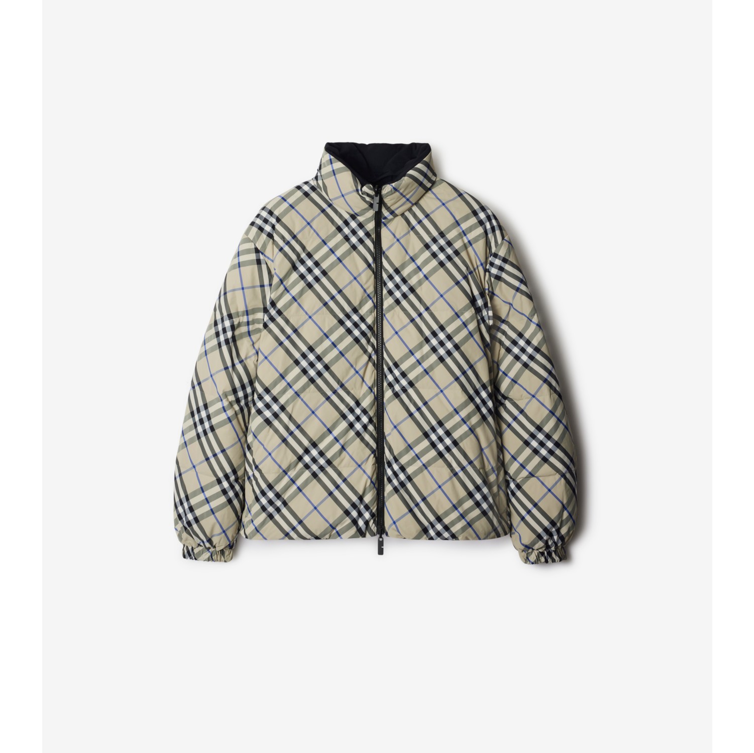 Reversible Check Nylon Puffer Jacket