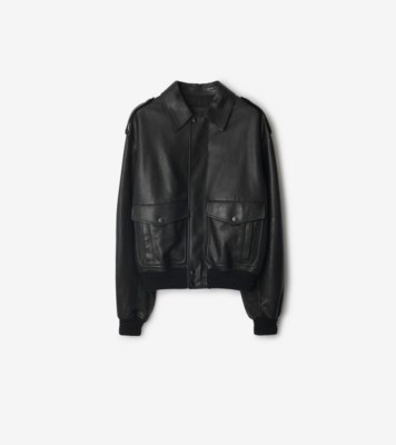 BURBERRY ブラックジャケット　8y 美品 Leather Bomber Jacket in Black - Men | Burberry® Official