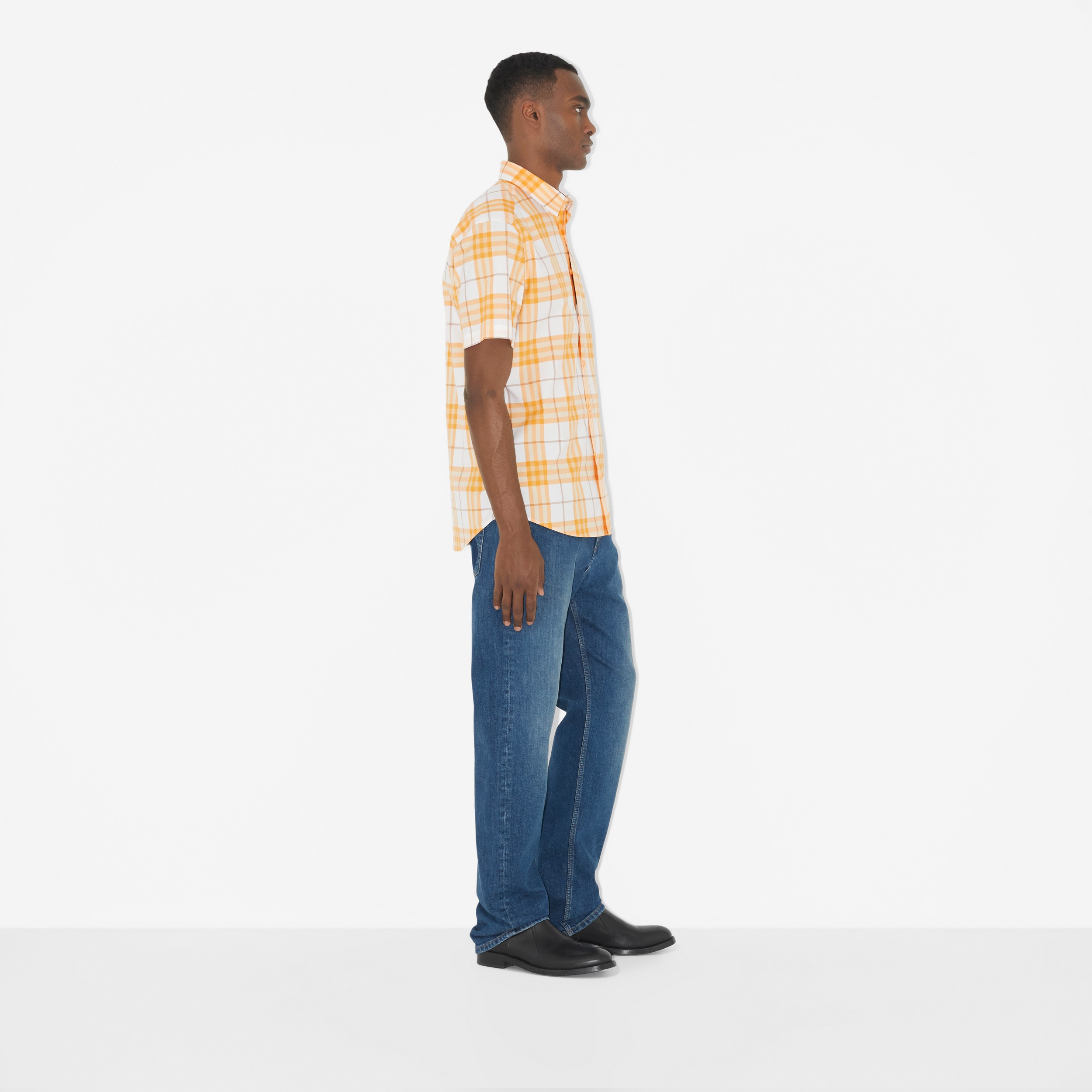 Chemise à manches courtes en coton Check (Jaune Craie) - Homme | Site officiel Burberry® - 3